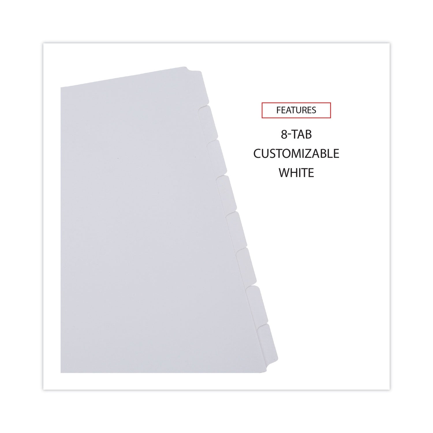 Universal Deluxe Write-On/Erasable Tab Index, 8-Tab, 11 x 8.5, White, White Tabs, 1 Set