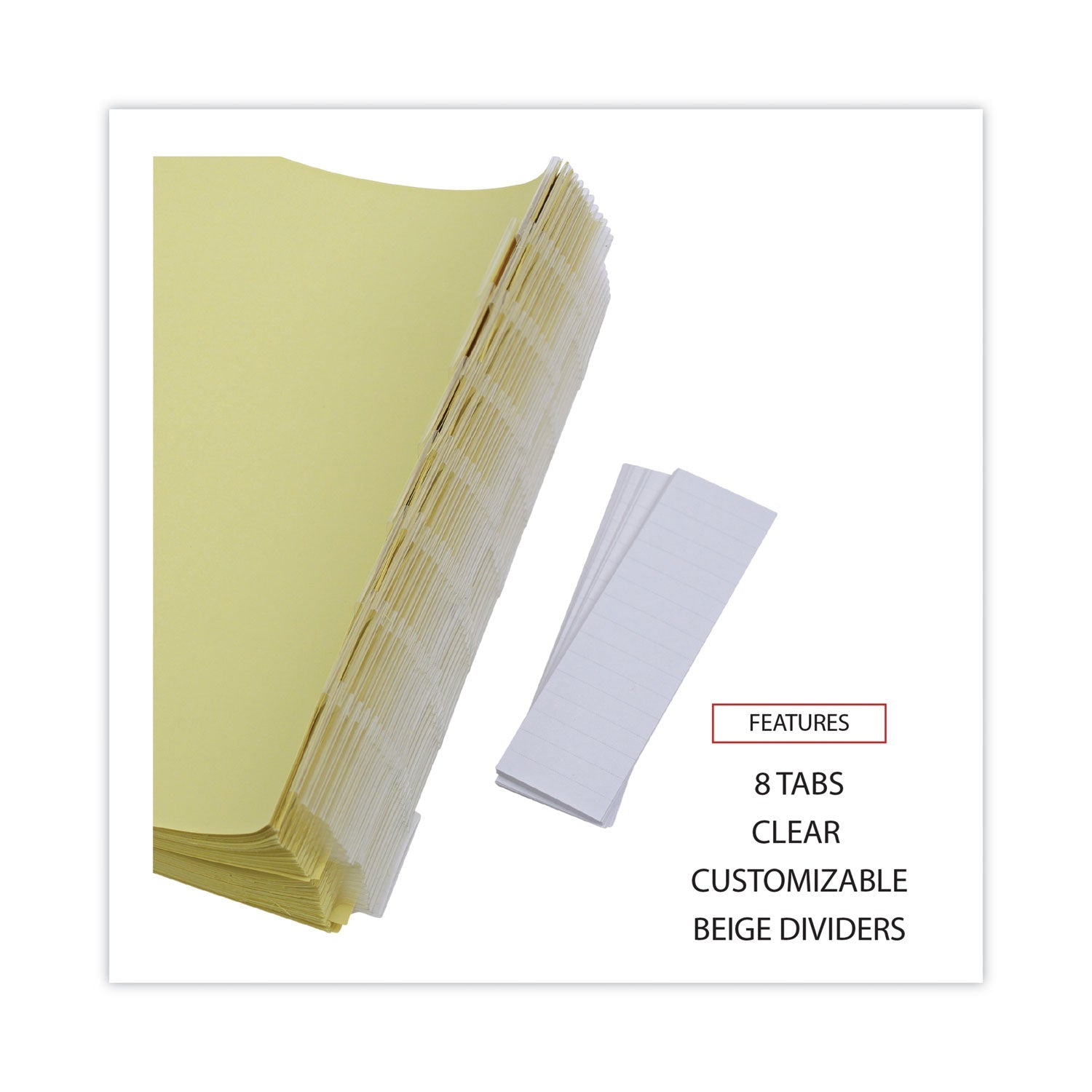 Universal Deluxe Extended Insertable Tab Indexes, 8-Tab, 11 x 8.5, Buff, Clear Tabs, 24 Sets