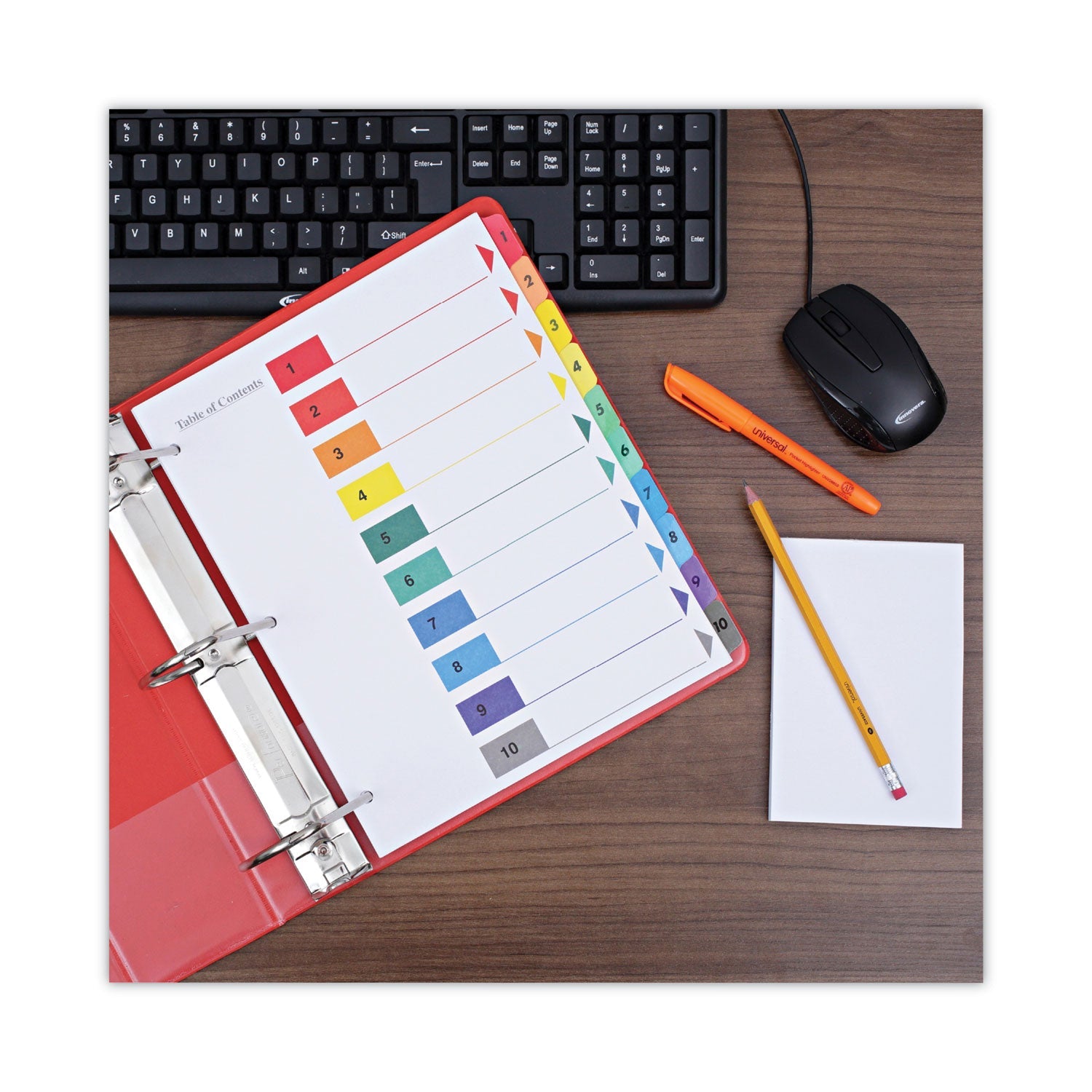 Universal Deluxe Table of Contents Dividers for Printers, 10-Tab, 1 to 10; Table Of Contents, 11 x 8.5, White, 6 Sets