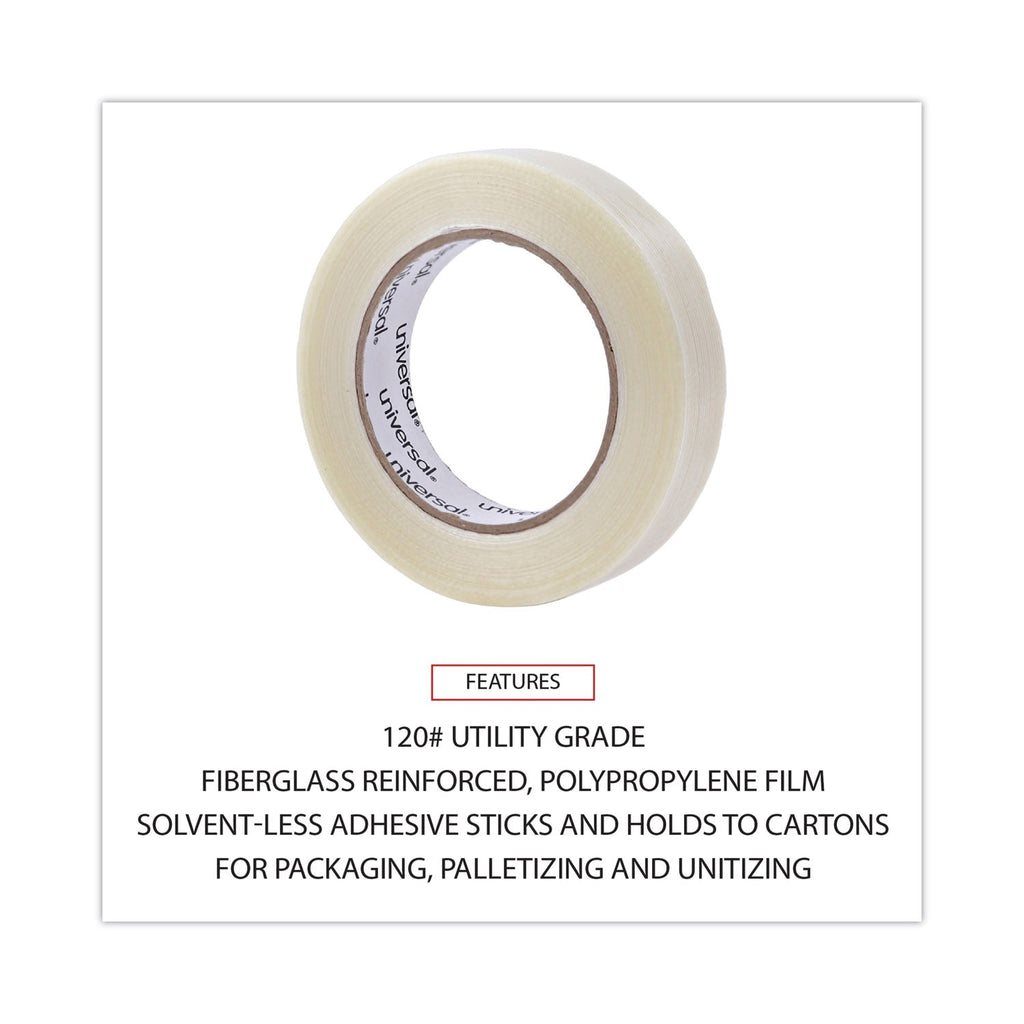 Universal 120# Utility Grade Filament Tape, 3" Core, 24 mm x 54.8 m, Clear
