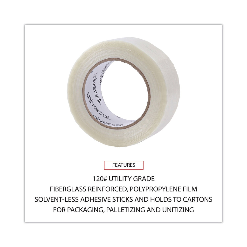 Universal 120# Utility Grade Filament Tape, 3" Core, 48 mm x 54.8 m, Clear
