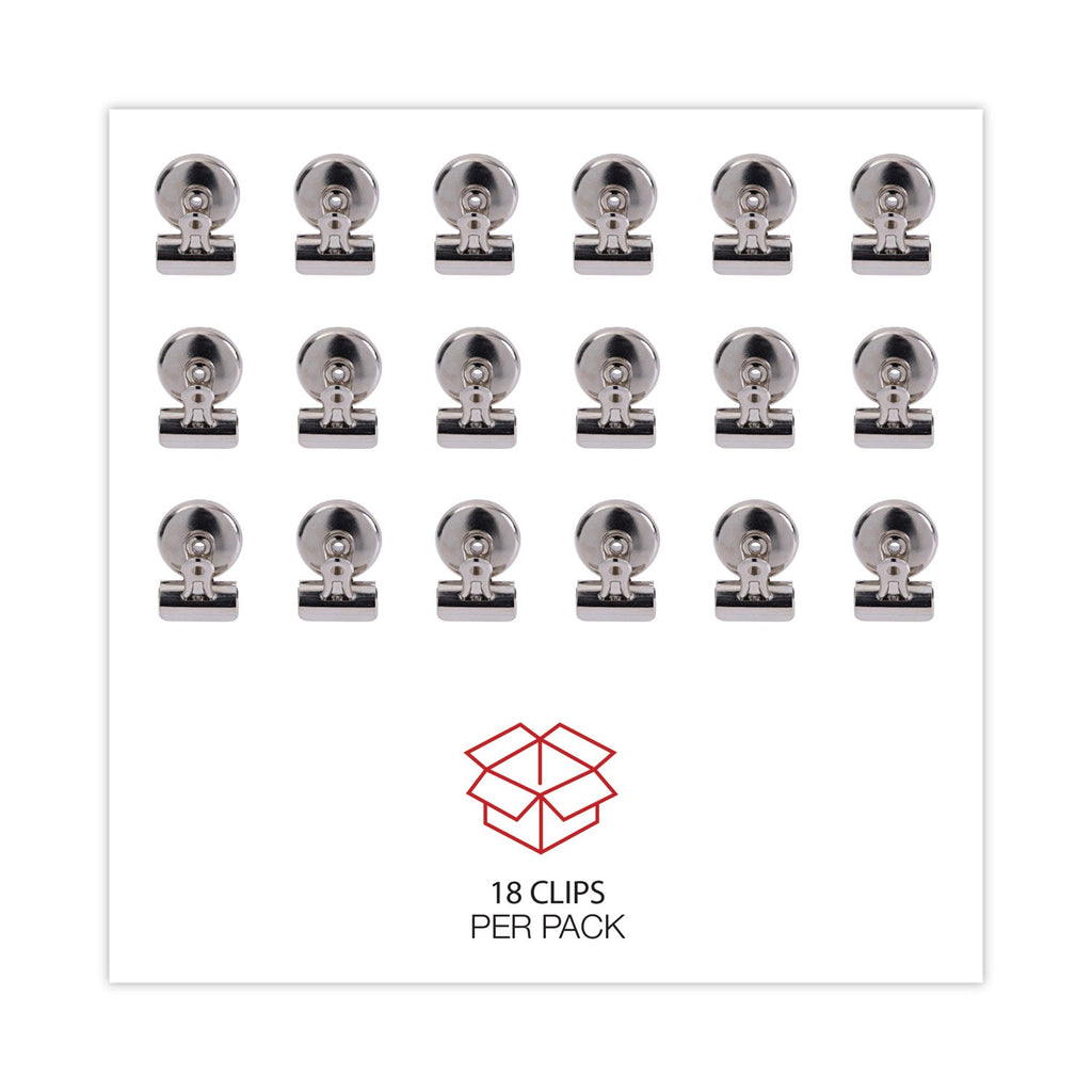 Universal Bulldog Magnetic Clips, Small, Nickel, 18/Pack