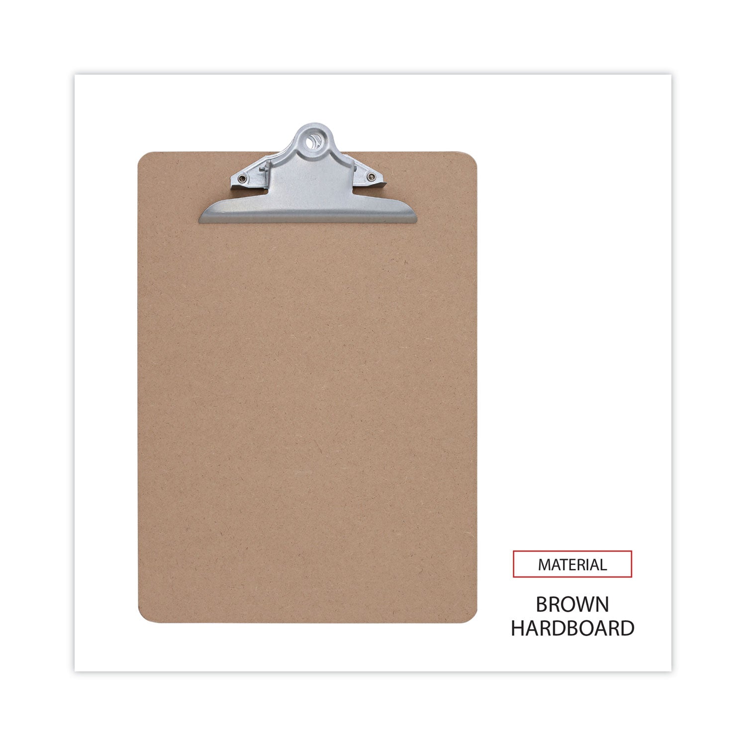 Universal Hardboard Clipboard, 1.25" Clip Capacity, Holds 8.5 x 11 Sheets, Brown