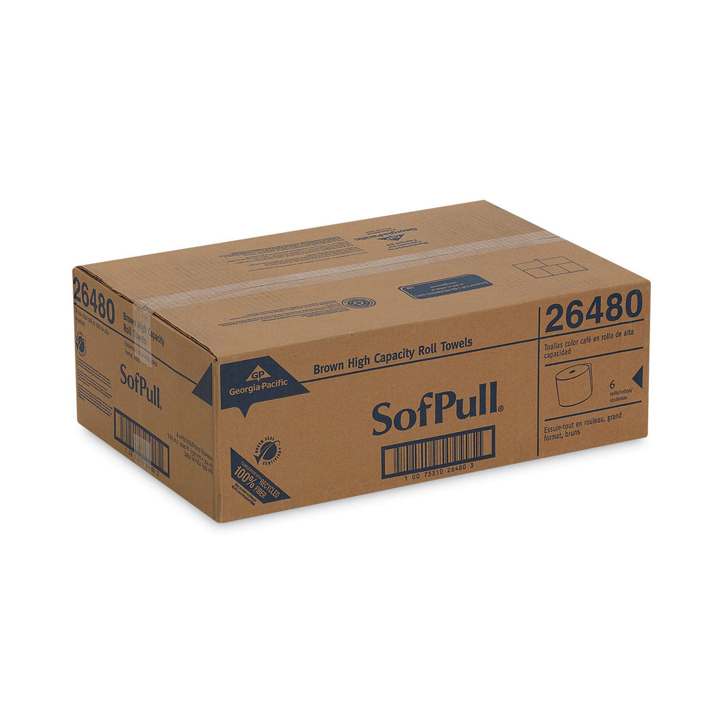 Georgia Pacific Hardwound Roll Paper Towel, Nonperforated, 7.87" x 1,000 ft, Brown, 6 Rolls/Carton