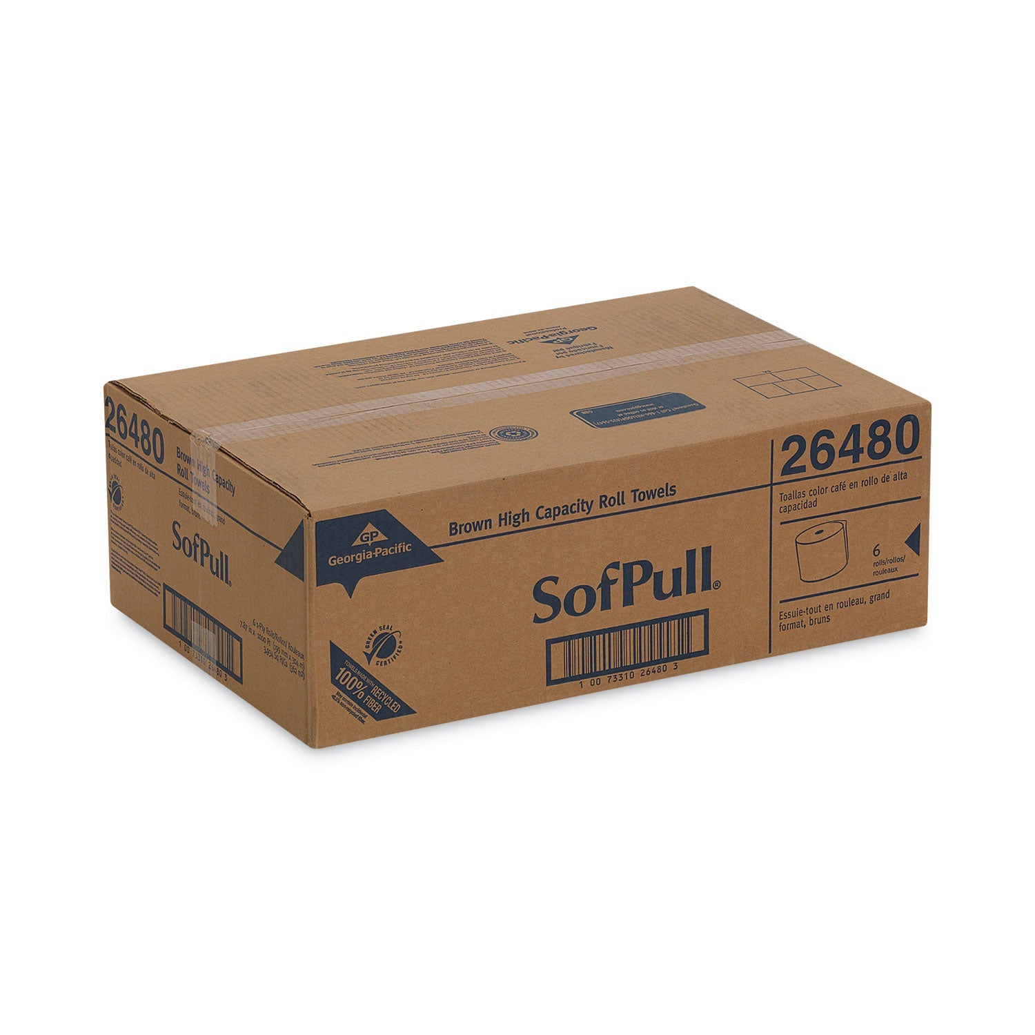 Georgia Pacific Hardwound Roll Paper Towel, Nonperforated, 7.87" x 1,000 ft, Brown, 6 Rolls/Carton