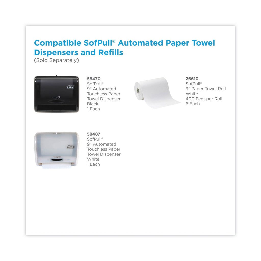 Georgia Pacific Hardwound Paper Towel Roll, Nonperforated, 9" x 400 ft, White, 6 Rolls/Carton