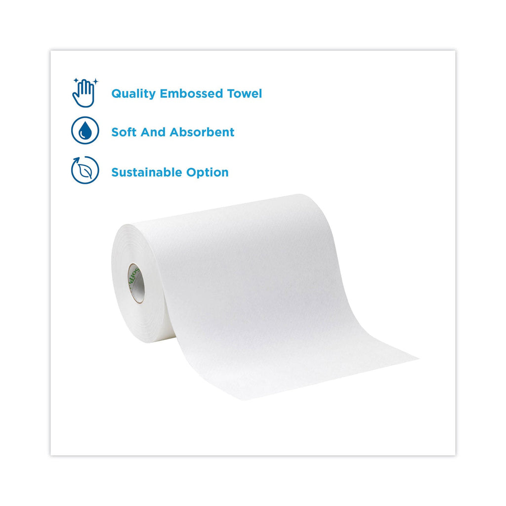 Georgia Pacific Hardwound Paper Towel Roll, Nonperforated, 9" x 400 ft, White, 6 Rolls/Carton