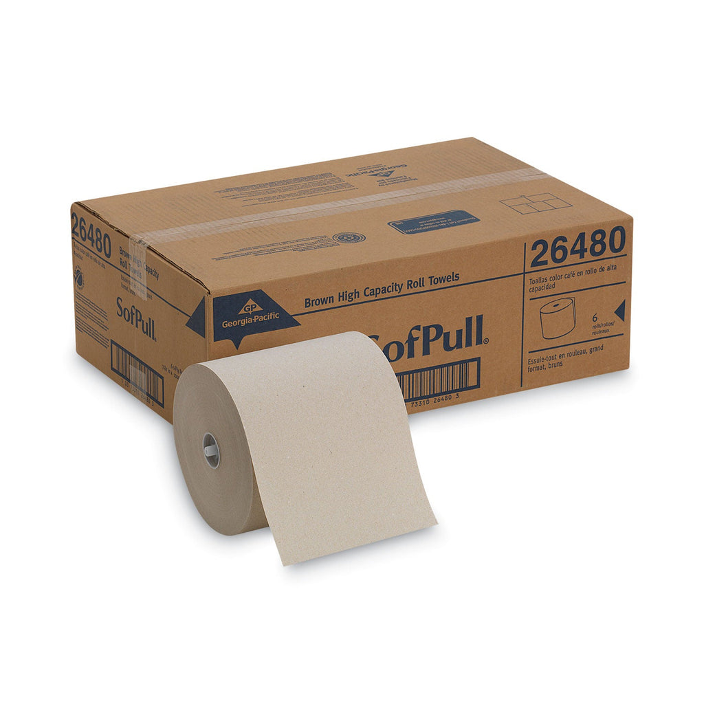 Georgia Pacific Hardwound Roll Paper Towel, Nonperforated, 7.87" x 1,000 ft, Brown, 6 Rolls/Carton