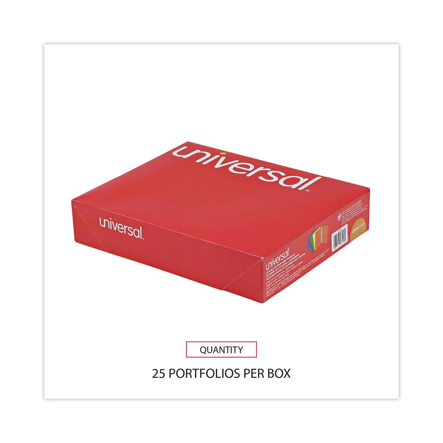 Universal Two-Pocket Portfolios with Tang Fasteners, 0.5" Capacity, 11 x 8.5, Assorted, 25/Box