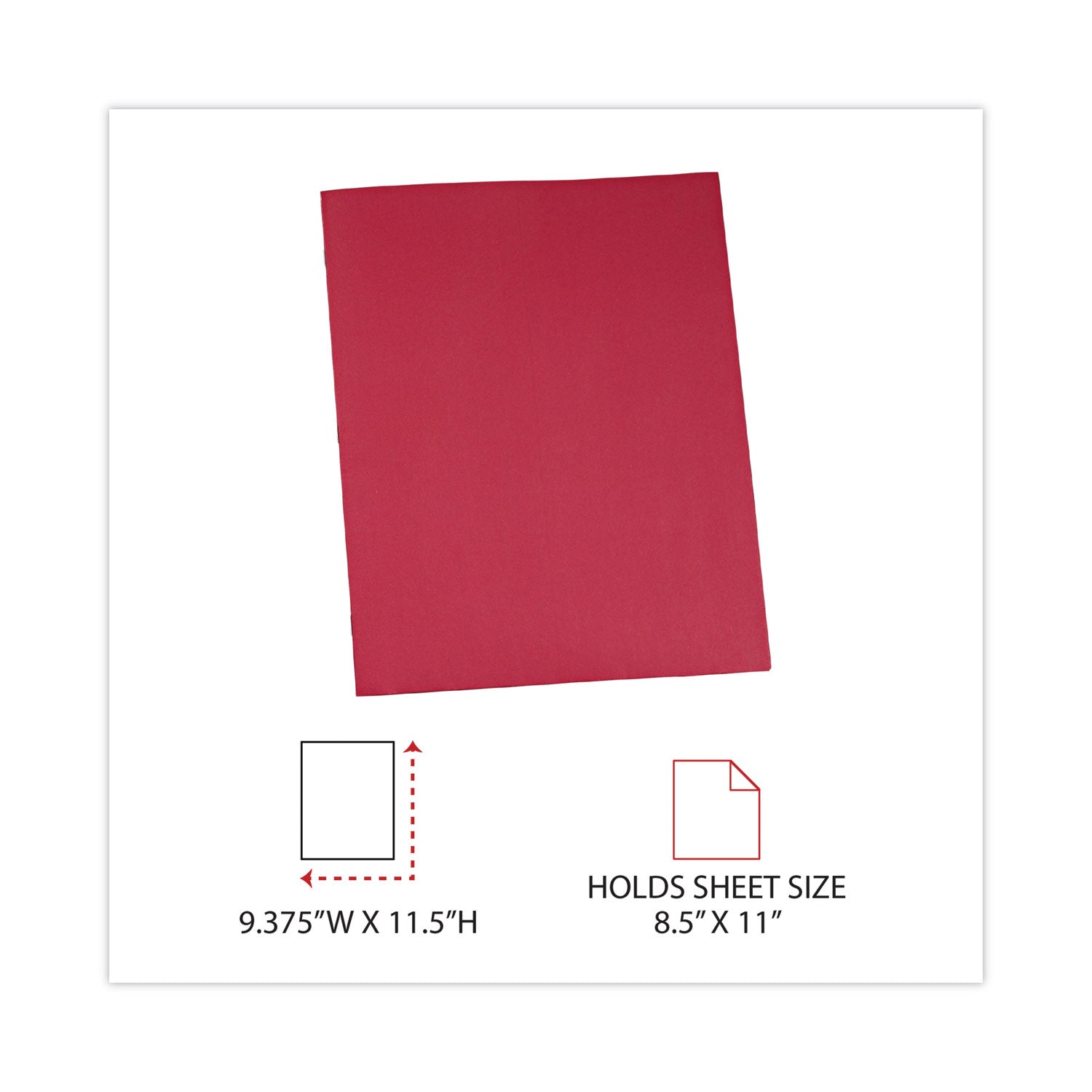 Universal Two-Pocket Portfolios with Tang Fasteners, 0.5" Capacity, 11 x 8.5, Red, 25/Box