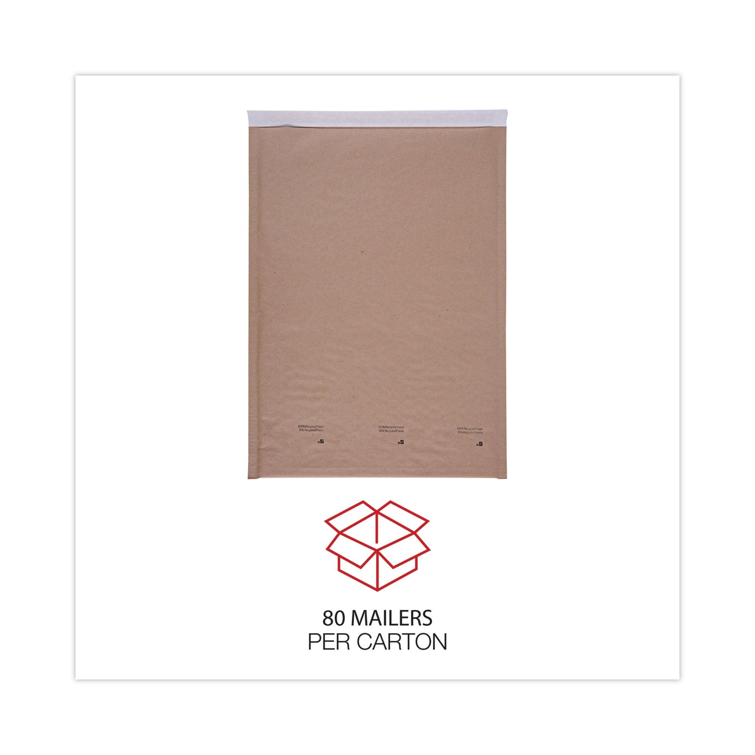 Universal Natural Self-Seal Cushioned Mailer, #5, Barrier Bubble Air Cell Cushion, Self-Adhesive Closure, 10.5 x 16, Kraft, 80/Carton