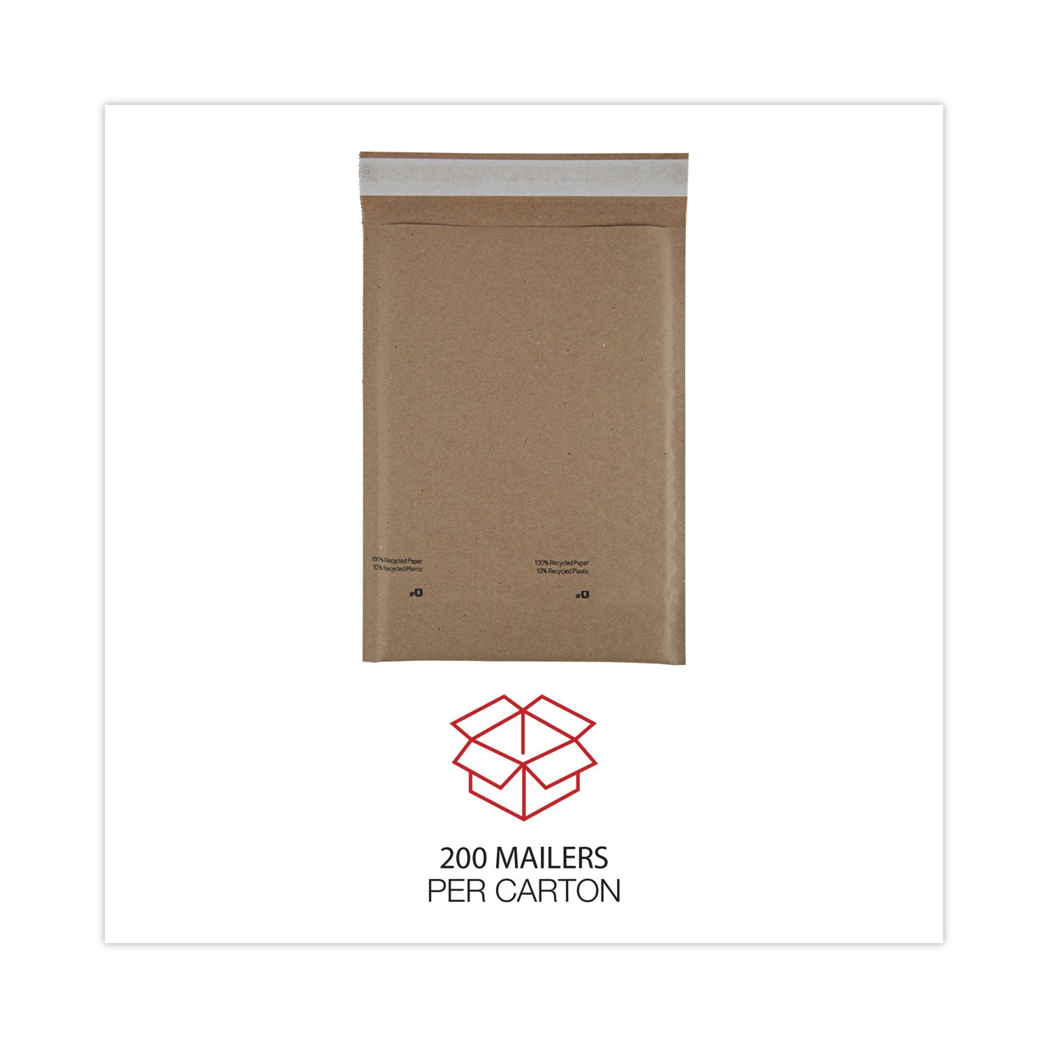 Universal Natural Self-Seal Cushioned Mailer, #0, Barrier Bubble Air Cell Cushion, Self-Adhesive Closure, 6 x 10, Kraft, 200/Carton