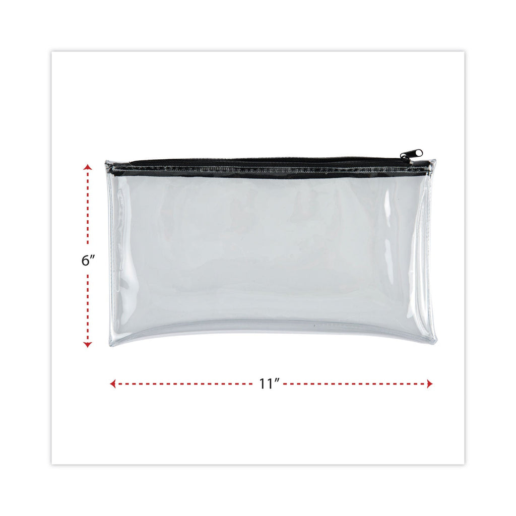 Universal Zippered Wallets/Cases, Leatherette PU, 11 x 6, Clear/Black, 2/Pack