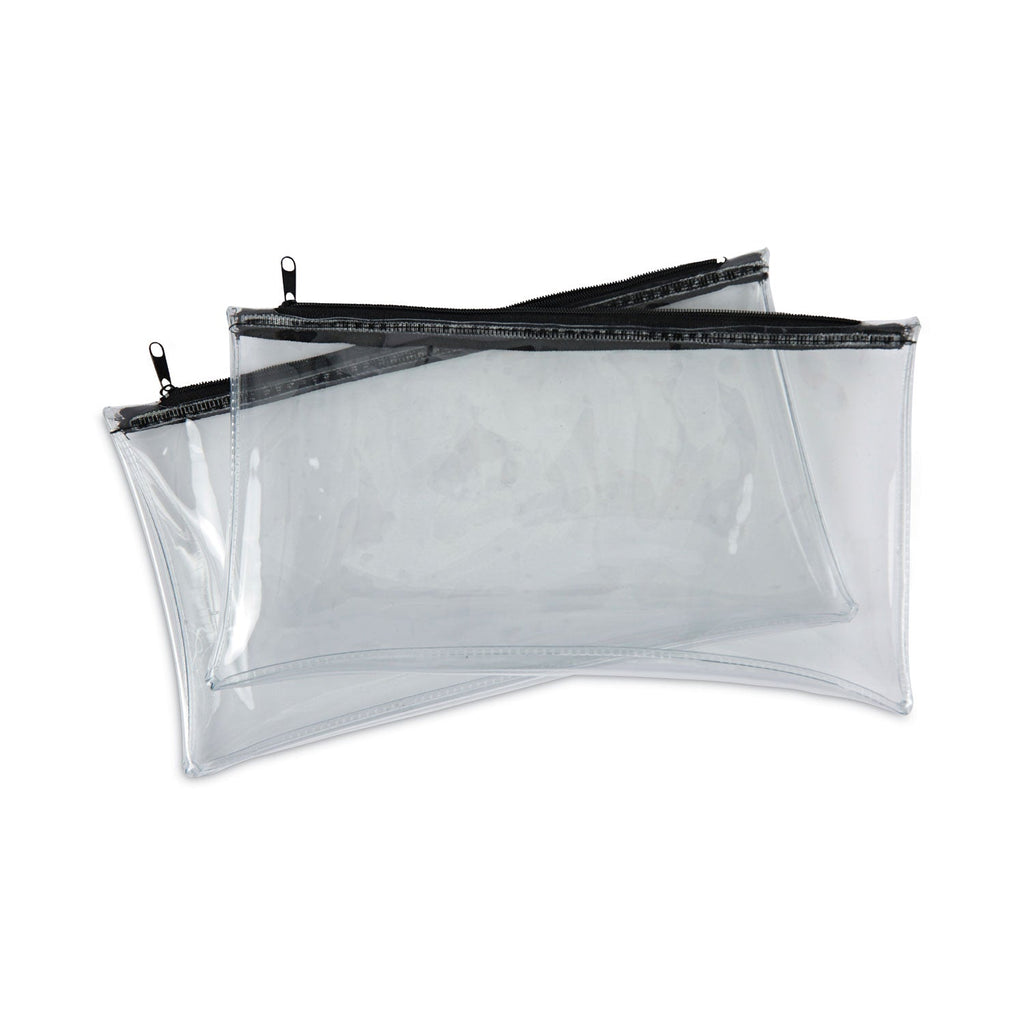 Universal Zippered Wallets/Cases, Leatherette PU, 11 x 6, Clear/Black, 2/Pack