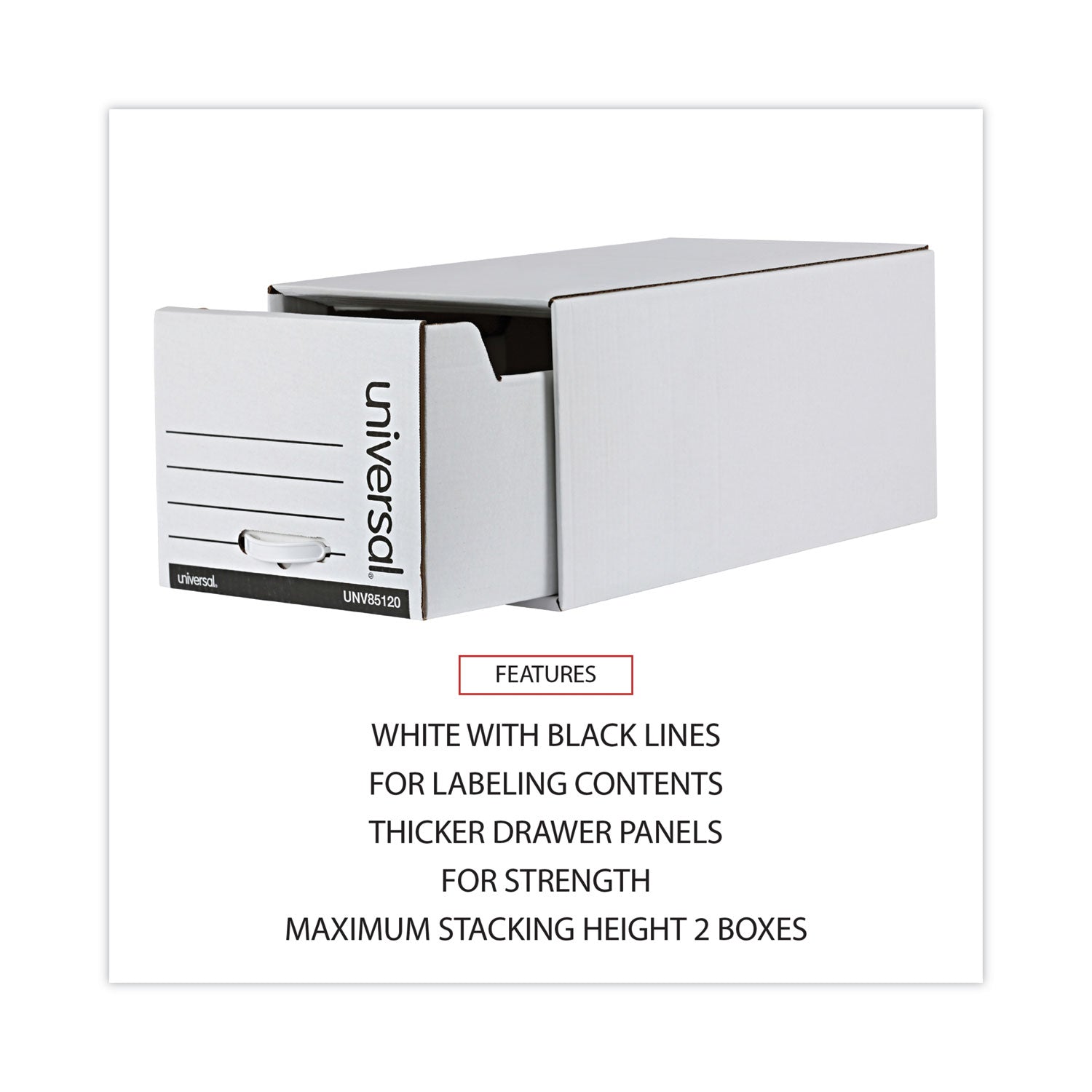 Universal Economy Storage Drawer Files, Letter Files, White, 6/Carton