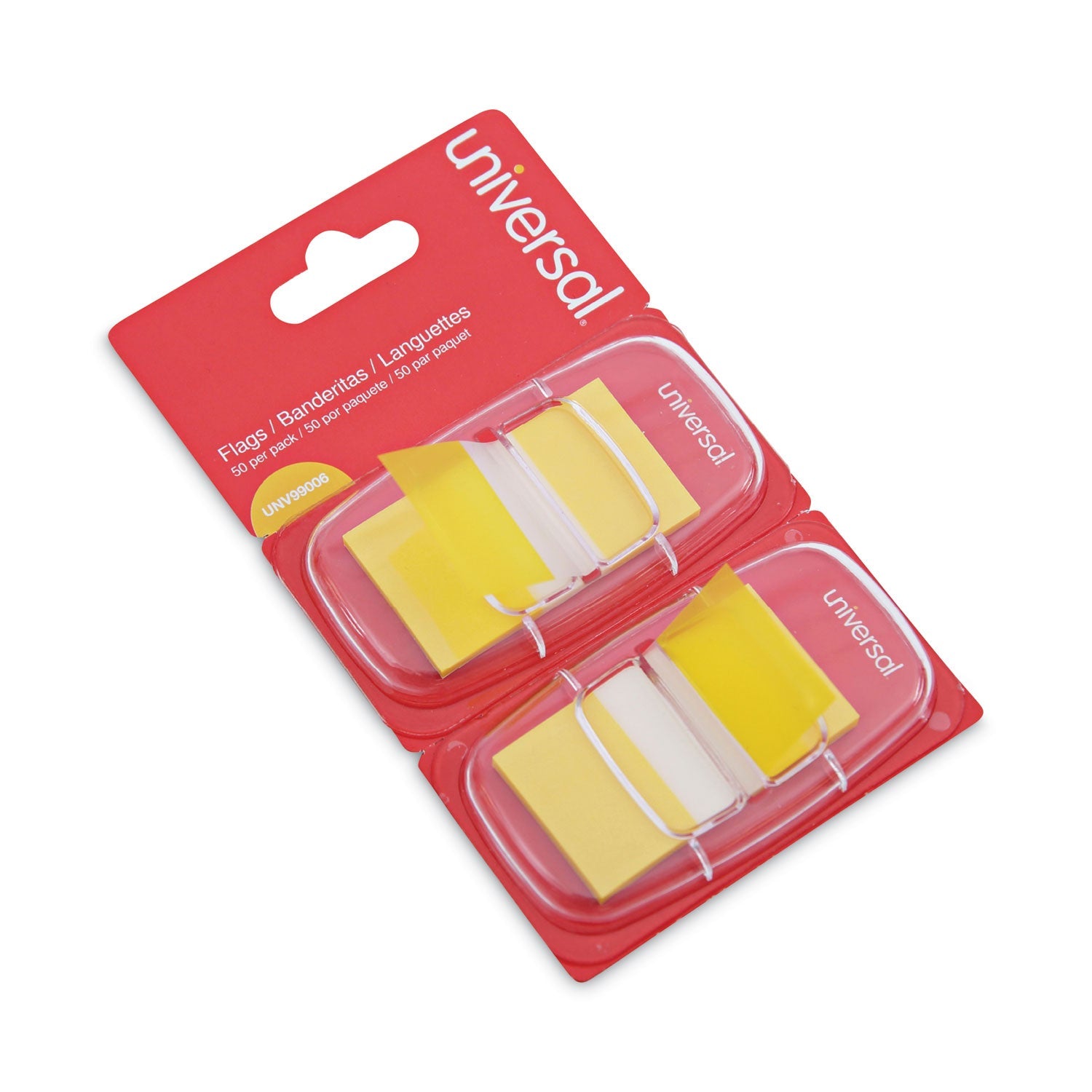 Universal Page Flags, Yellow, 50 Flags/Dispenser, 2 Dispensers/Pack