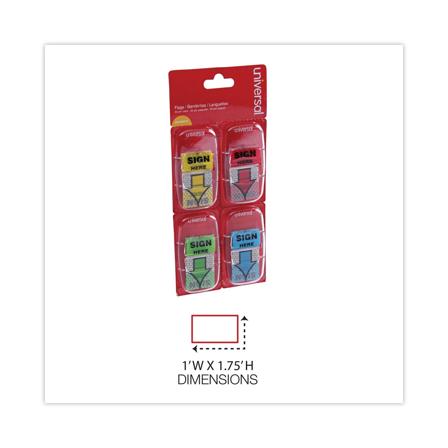 Universal Deluxe Message Arrow Flags, "Sign Here", Assorted Colors, 120/Pack
