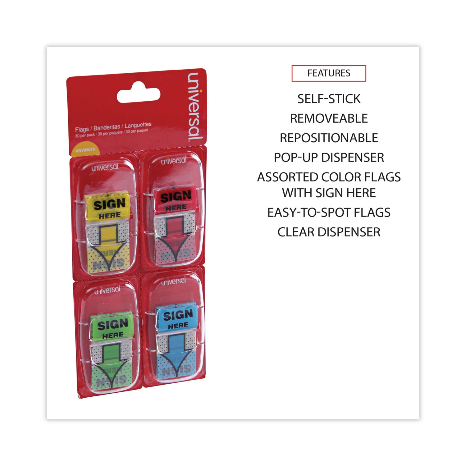 Universal Deluxe Message Arrow Flags, "Sign Here", Assorted Colors, 120/Pack