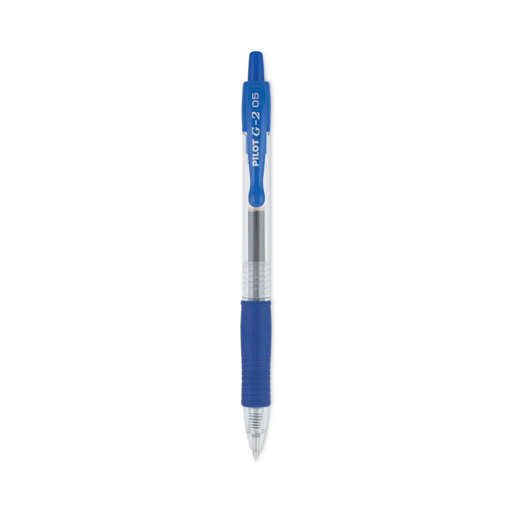 Pilot G2 Premium Gel Pen, Retractable, Extra-Fine 0.5 mm, Blue Ink, Smoke Barrel, Dozen