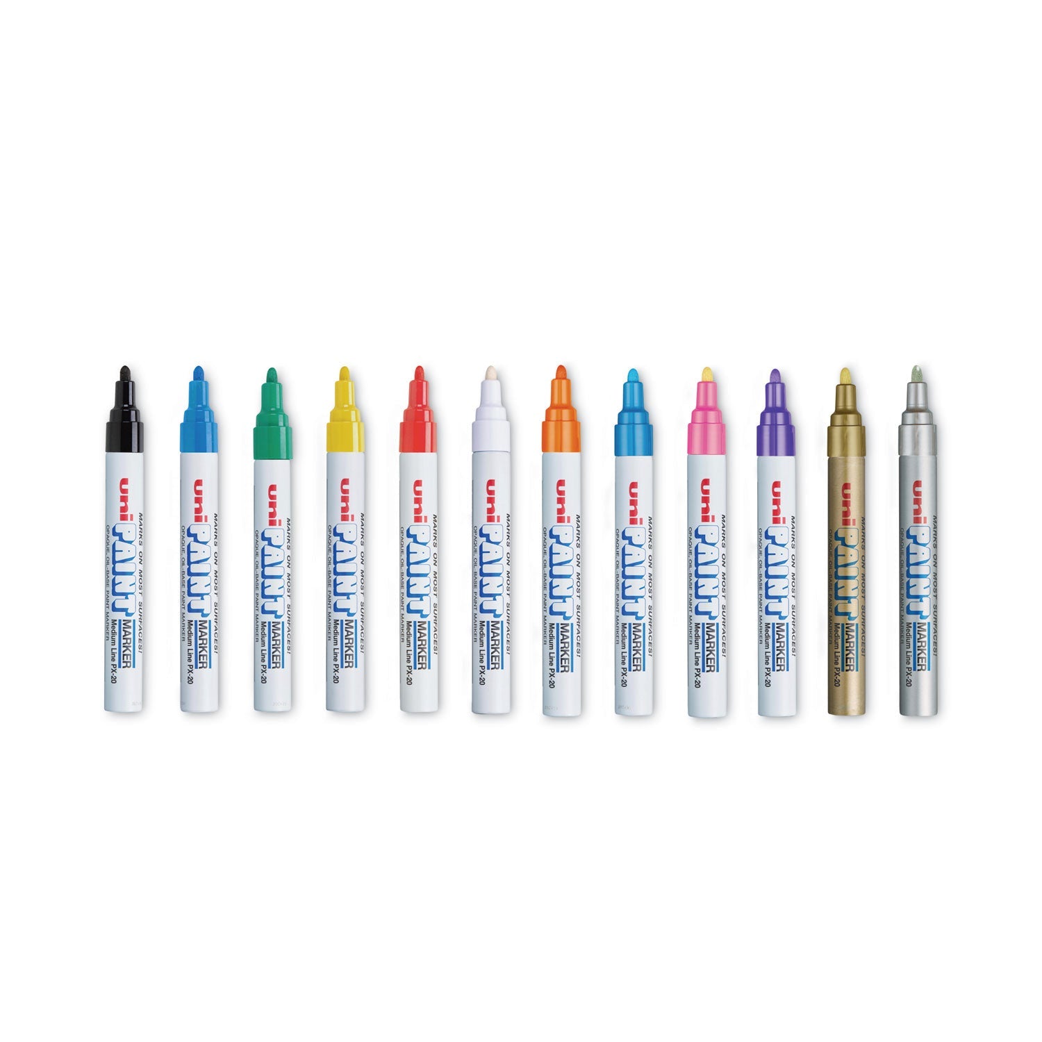 uni Permanent Marker, Medium Bullet Tip, Assorted Colors, 12/Set