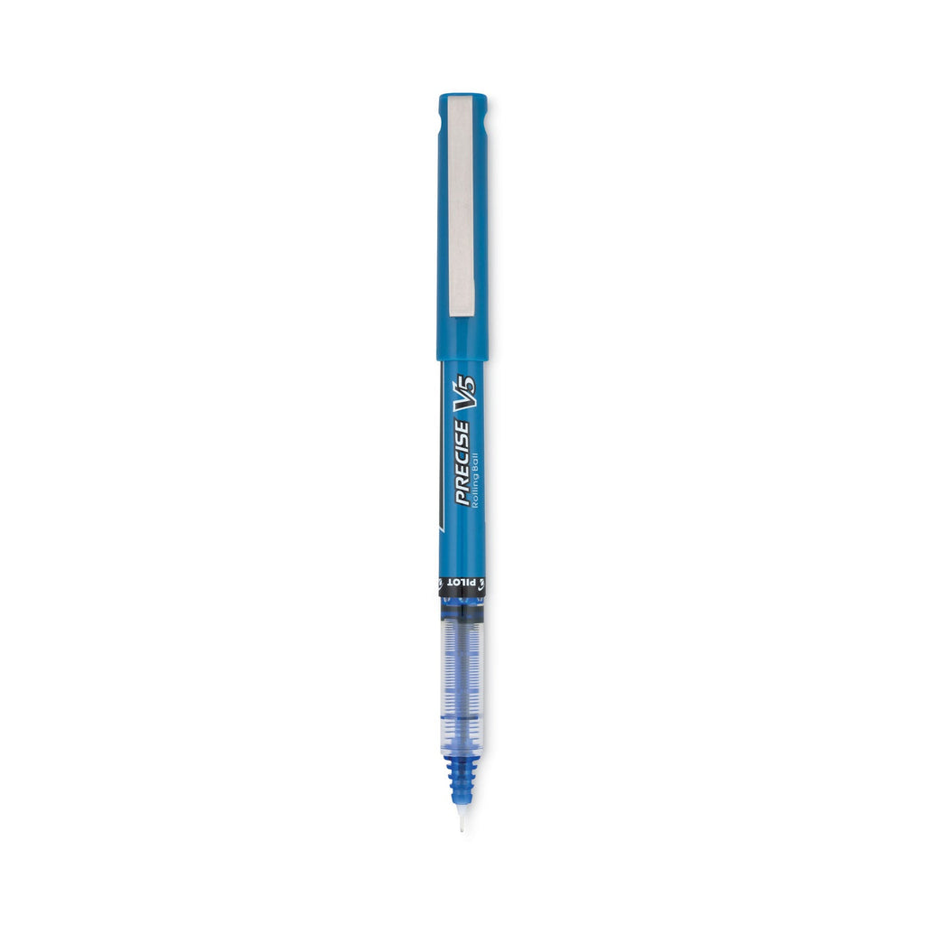 Pilot Precise V5 Roller Ball Pen, Stick, Extra-Fine 0.5 mm, Blue Ink, Blue Barrel, Dozen