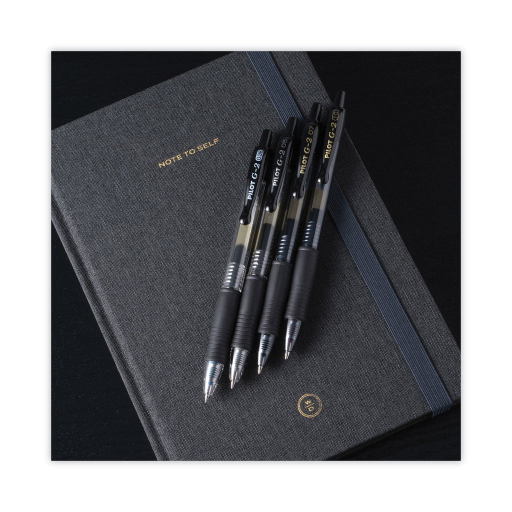 Pilot G2 Premium Gel Pen Convenience Pack, Retractable, Extra-Fine 0.38 mm, Black Ink, Clear/Black Barrel, Dozen