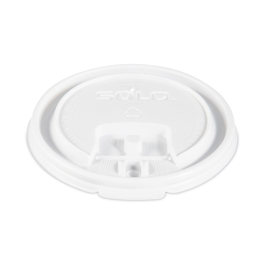 Dart Lift Back and Lock Tab Cup Lids, Fits 8 oz Cups, White, 100/Sleeve, 10 Sleeves/Carton