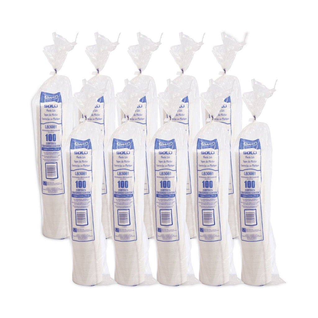 Dart Lift Back and Lock Tab Cup Lids, Fits 8 oz Cups, White, 100/Sleeve, 10 Sleeves/Carton