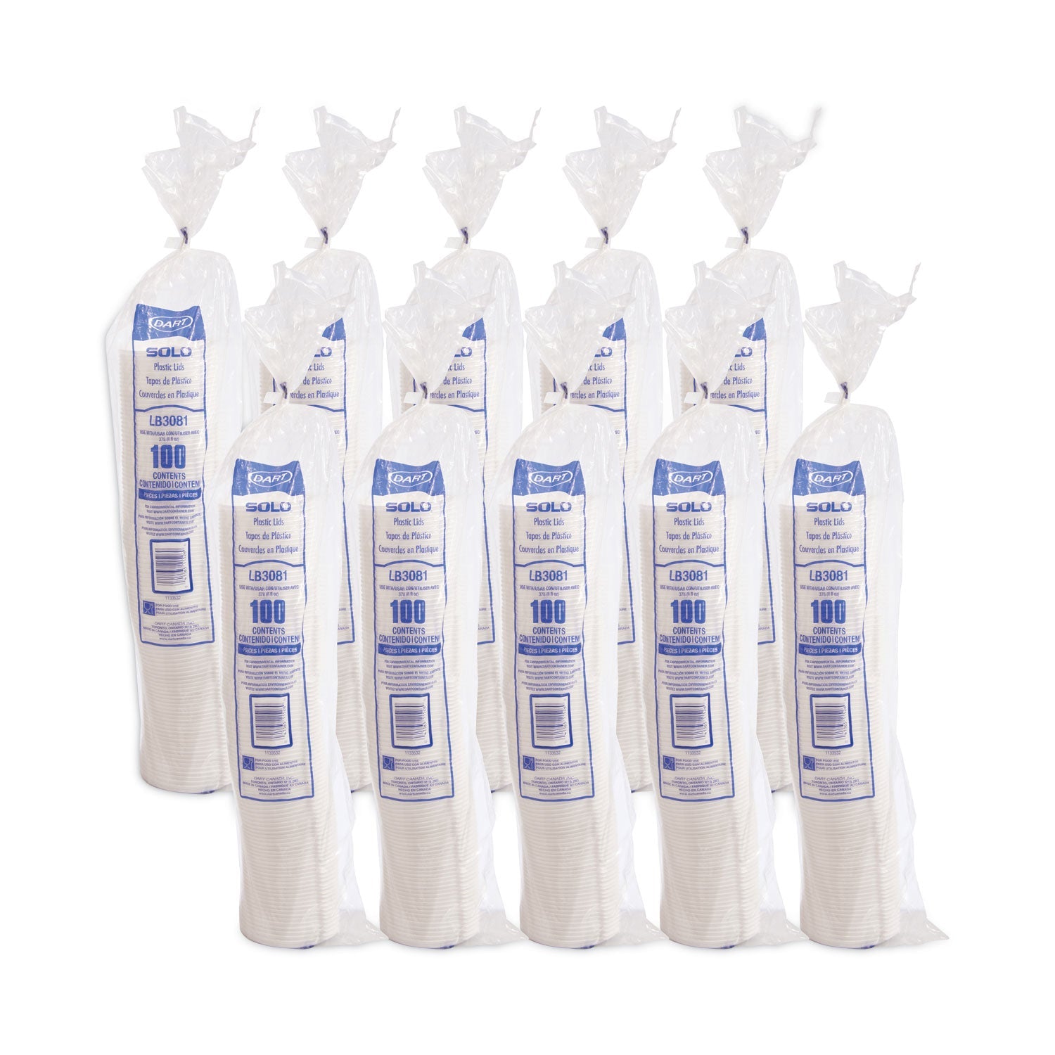 Dart Lift Back and Lock Tab Cup Lids, Fits 8 oz Cups, White, 100/Sleeve, 10 Sleeves/Carton
