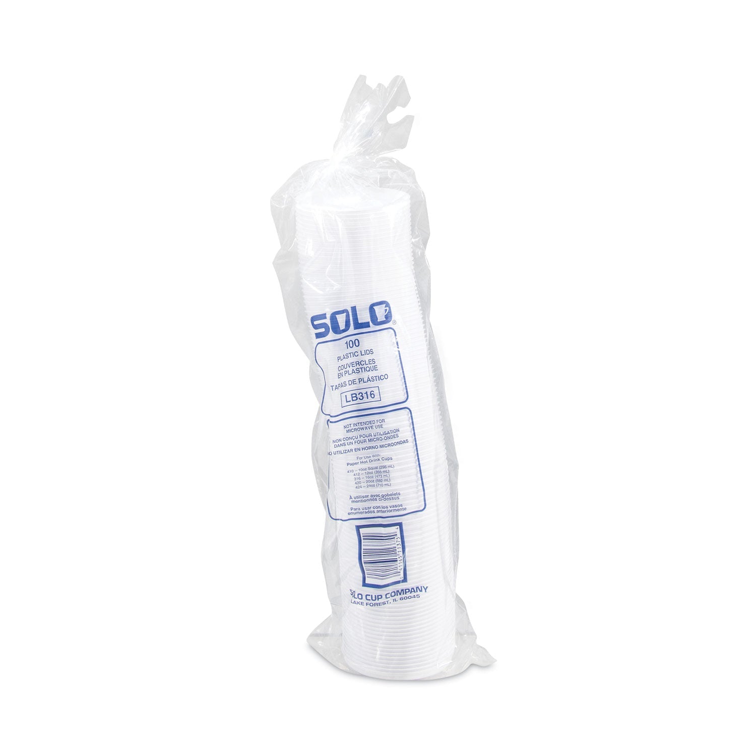 Dart Lift Back and Lock Tab Cup Lids, Fits 10 oz to 24 oz Cups, White, 100/Sleeve, 10 Sleeves/Carton