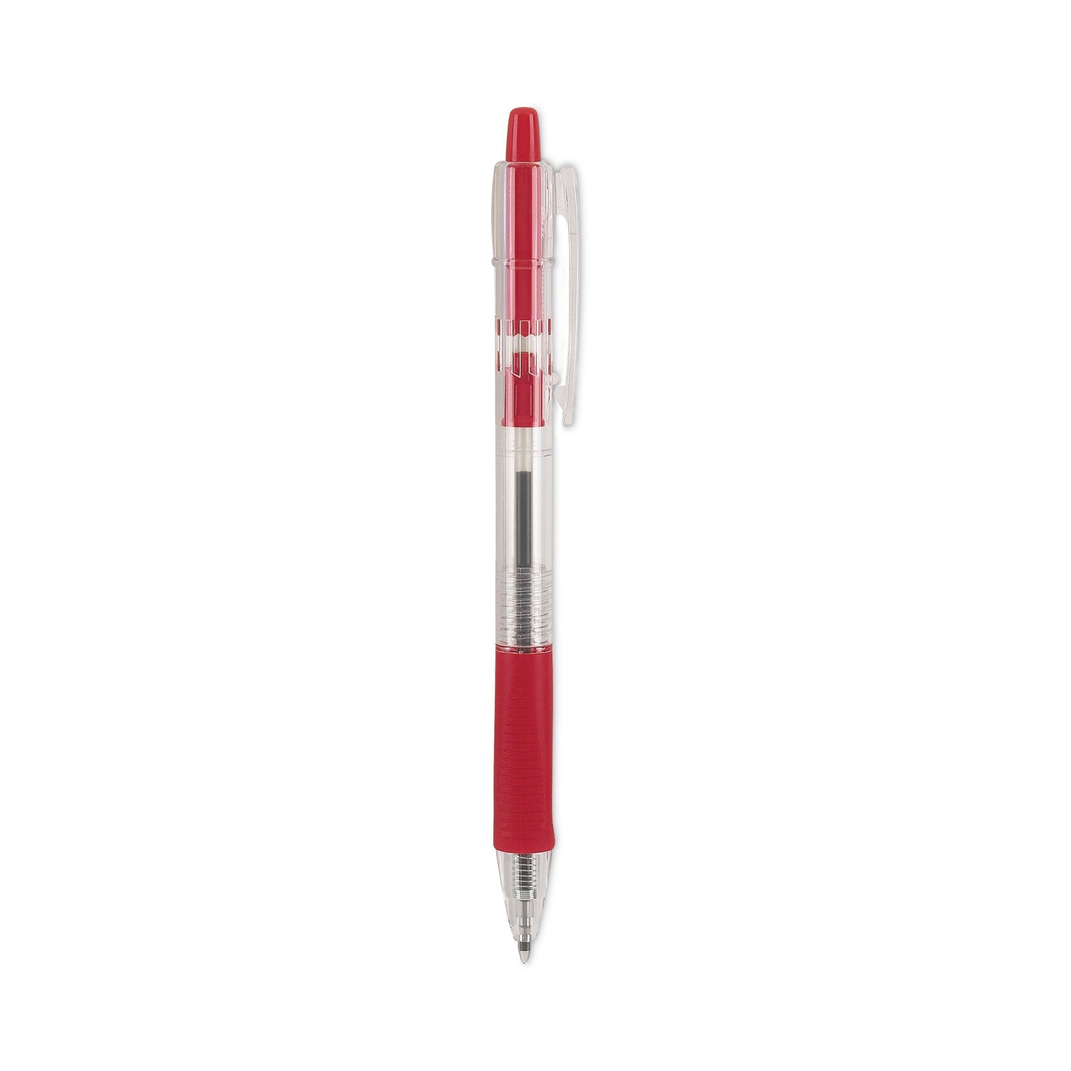 Pilot EasyTouch Ballpoint Pen, Retractable, Fine 0.7 mm, Red Ink, Clear Barrel, Dozen