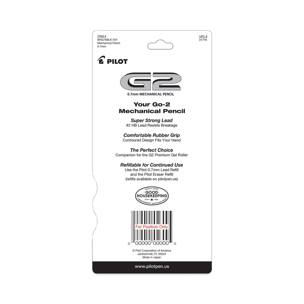 Pilot G2 Mechanical Pencil, 0.7 mm, HB (#2.5), Black Lead, Assorted Barrel Colors, 5/Pack