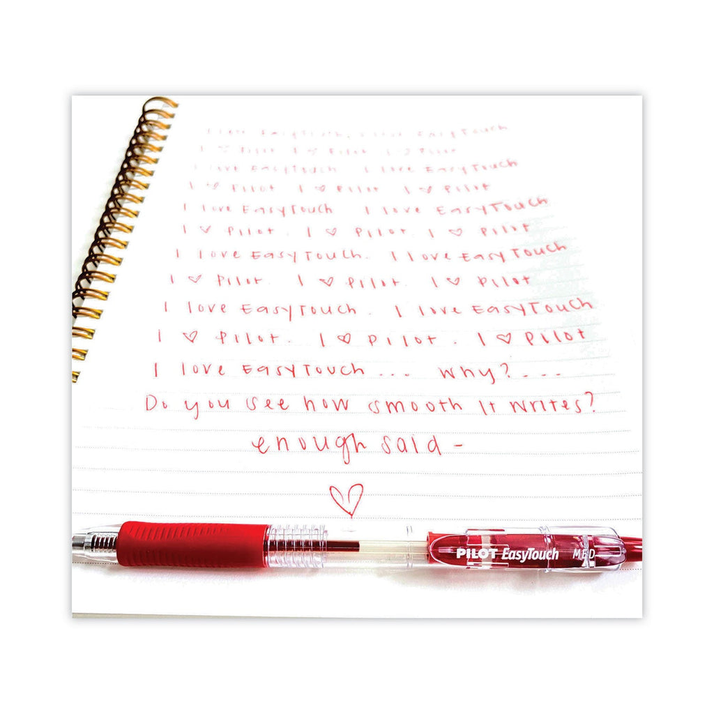 Pilot EasyTouch Ballpoint Pen, Retractable, Fine 0.7 mm, Red Ink, Clear Barrel, Dozen