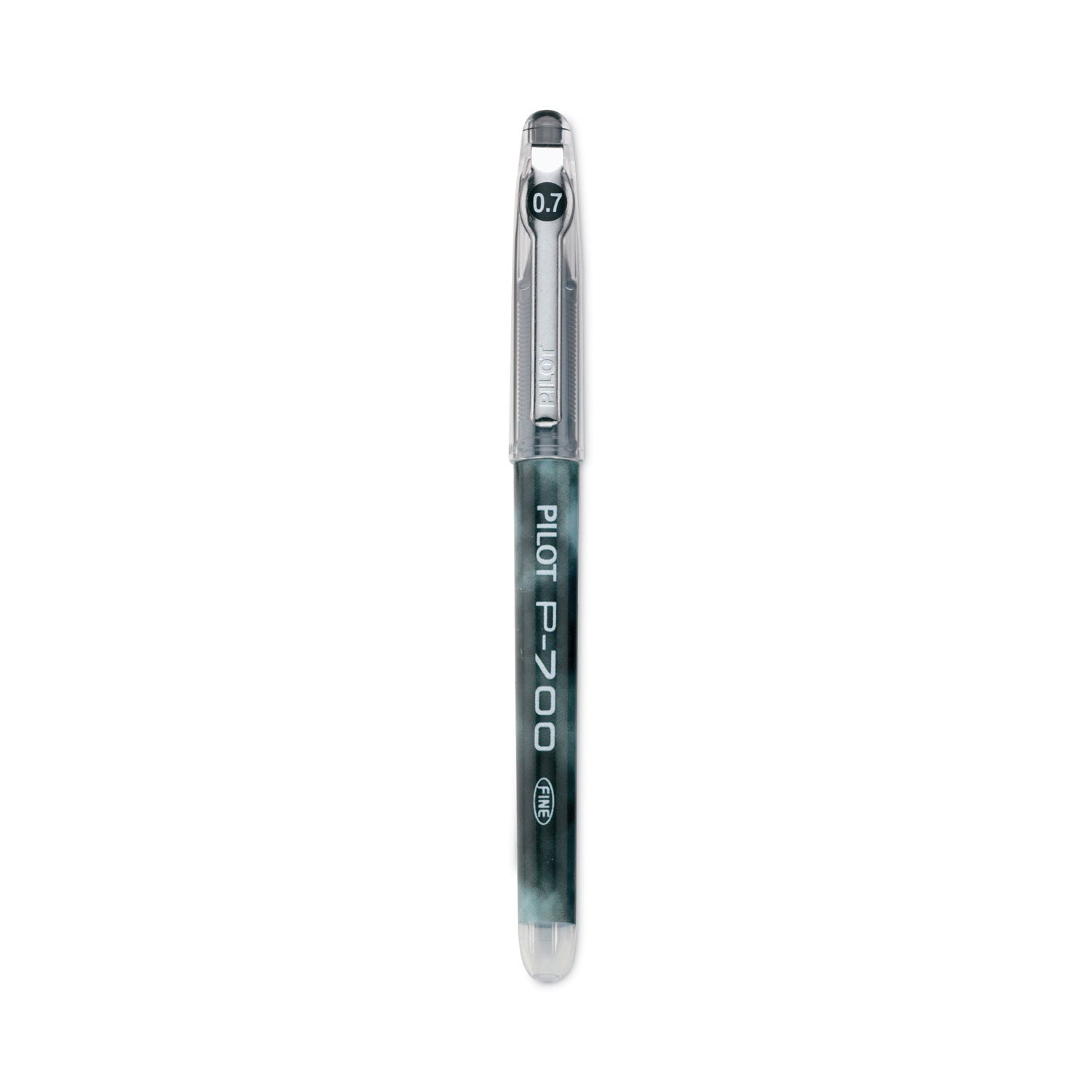 Pilot Precise P-700 Gel Pen, Stick, Fine 0.7 mm, Black Ink, Black Barrel, Dozen