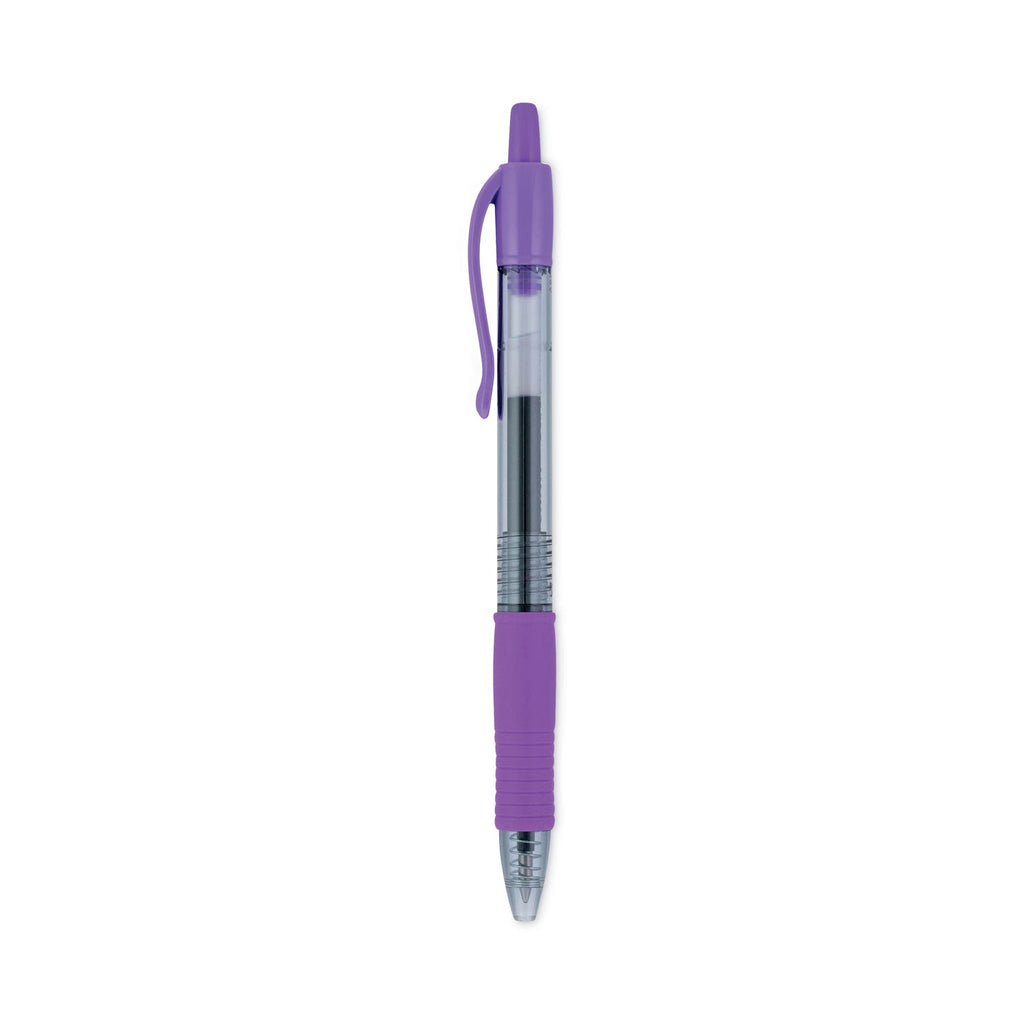 Pilot G2 Premium Gel Pen, Retractable, Fine 0.7 mm, Purple Ink, Smoke Barrel, Dozen