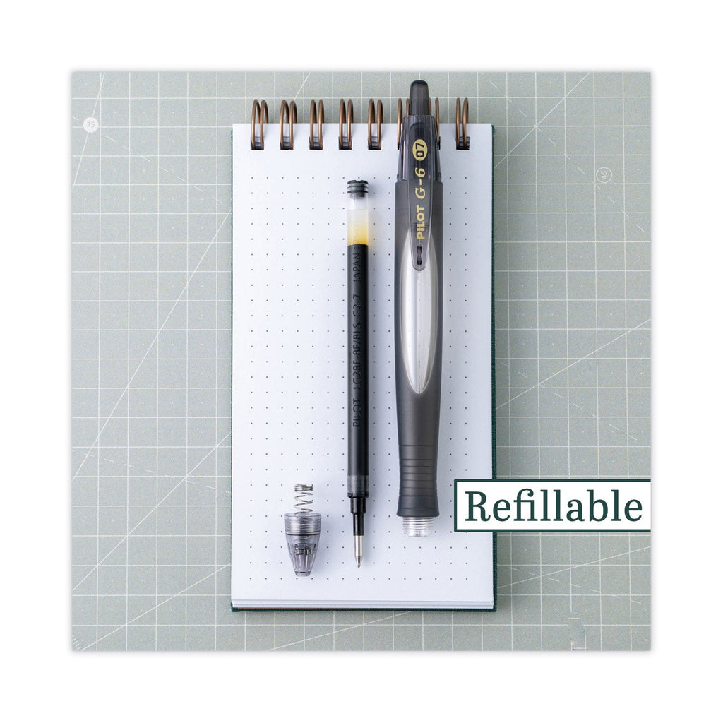 Pilot G6 Gel Pen, Retractable, Fine 0.7 mm, Black Ink, Black Barrel