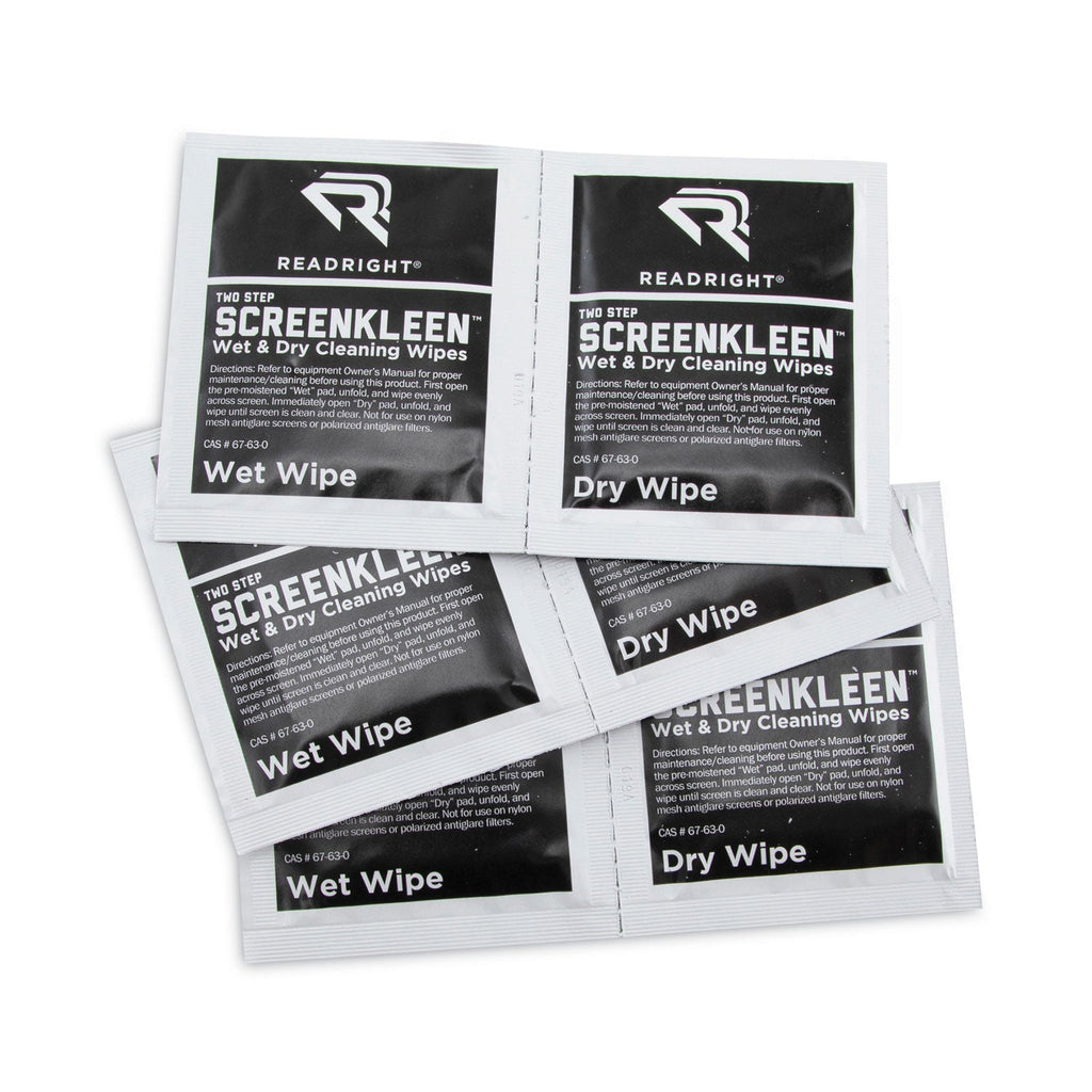 Read Right Two Step ScreenKleen Wet and Dry Cleaning Wipes, 5 x 5, 40/Box