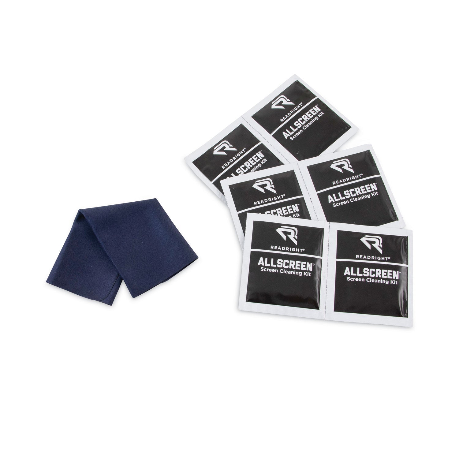 Read Right AllScreen Screen Cleaning Kit, 50 Individually Wrapped Presaturated Wipes, 1 Microfiber Cloth/Box