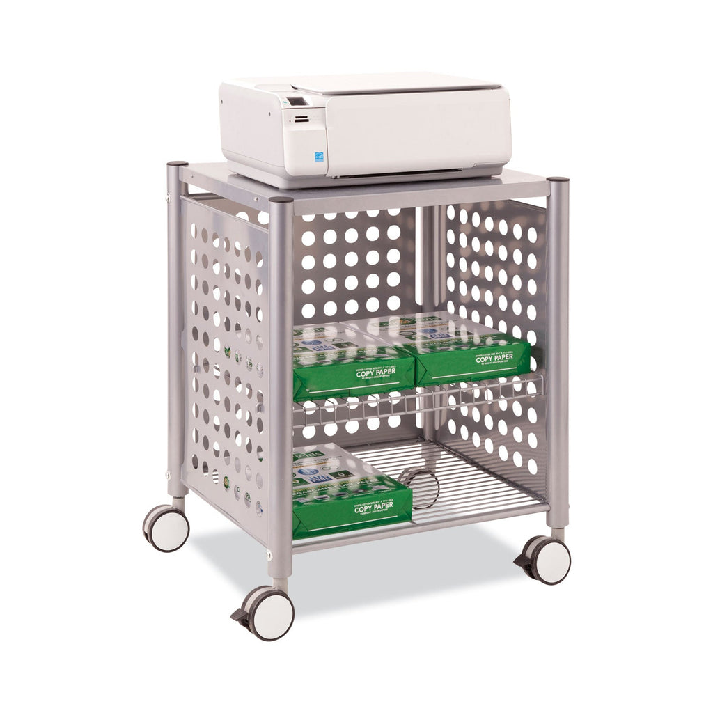 Vertiflex File Cart with Open Top, Metal, 1 Shelf, 2 Bins, 28.25" x 13.75" x 27.38", Matte Gray