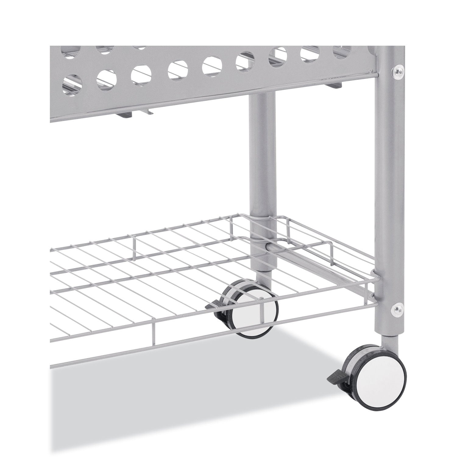 Vertiflex File Cart with Open Top, Metal, 1 Shelf, 2 Bins, 28.25" x 13.75" x 27.38", Matte Gray