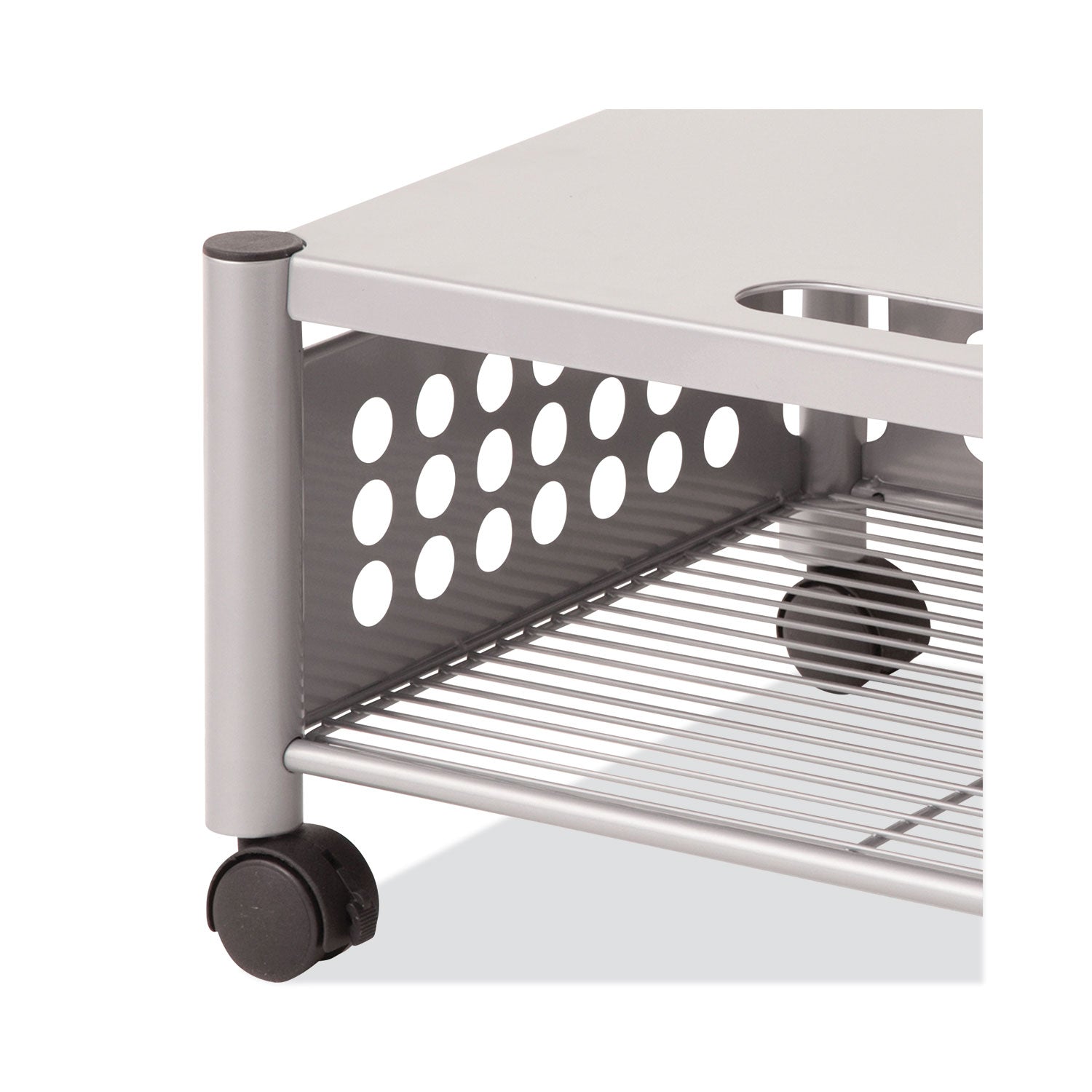 Vertiflex Underdesk Machine Stand, Metal, 2 Shelves, 90 lb Capacity, 21.5" x 17.88" x 11.5", Matte Gray