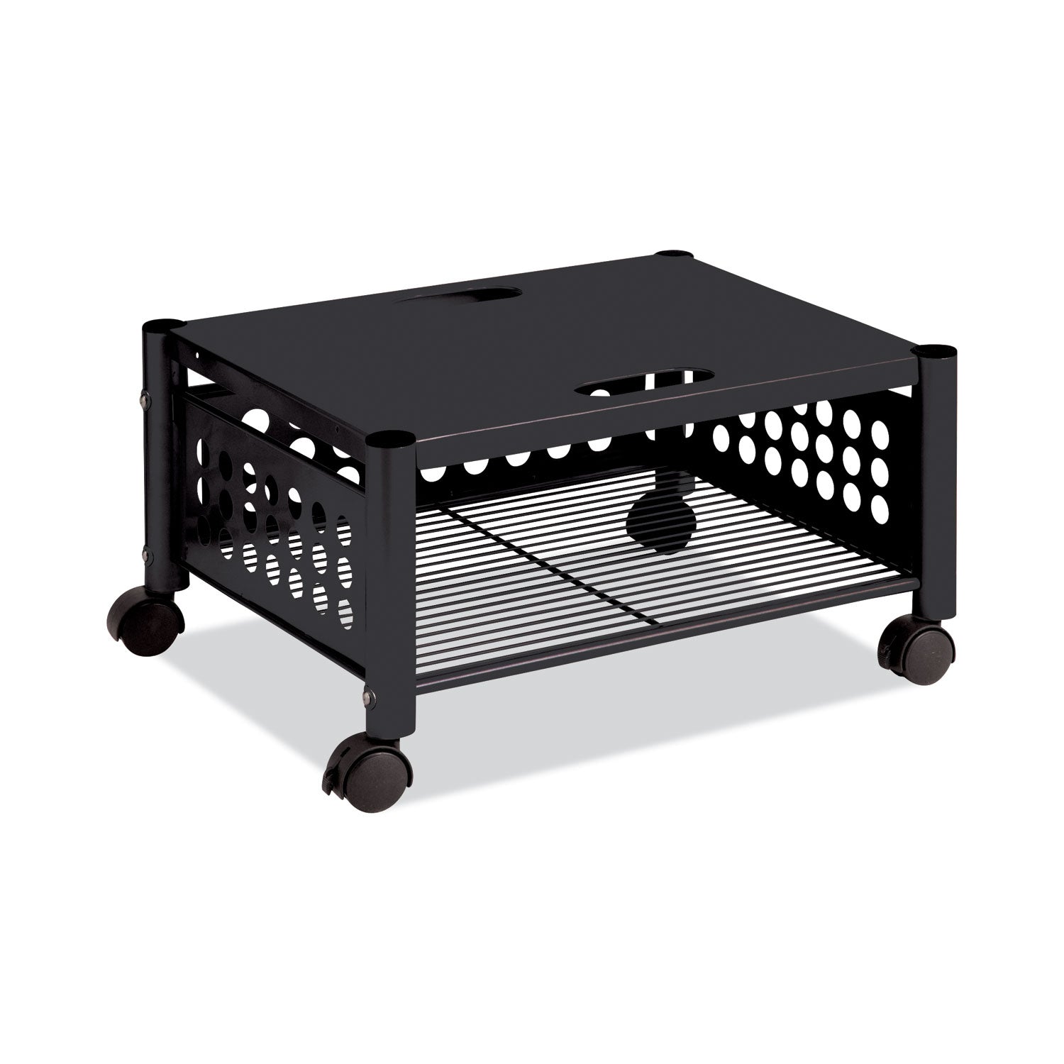 Vertiflex Underdesk Machine Stand, Metal, 2 Shelves, 90 lb Capacity, 21.5" x 17.88" x 11.5", Black