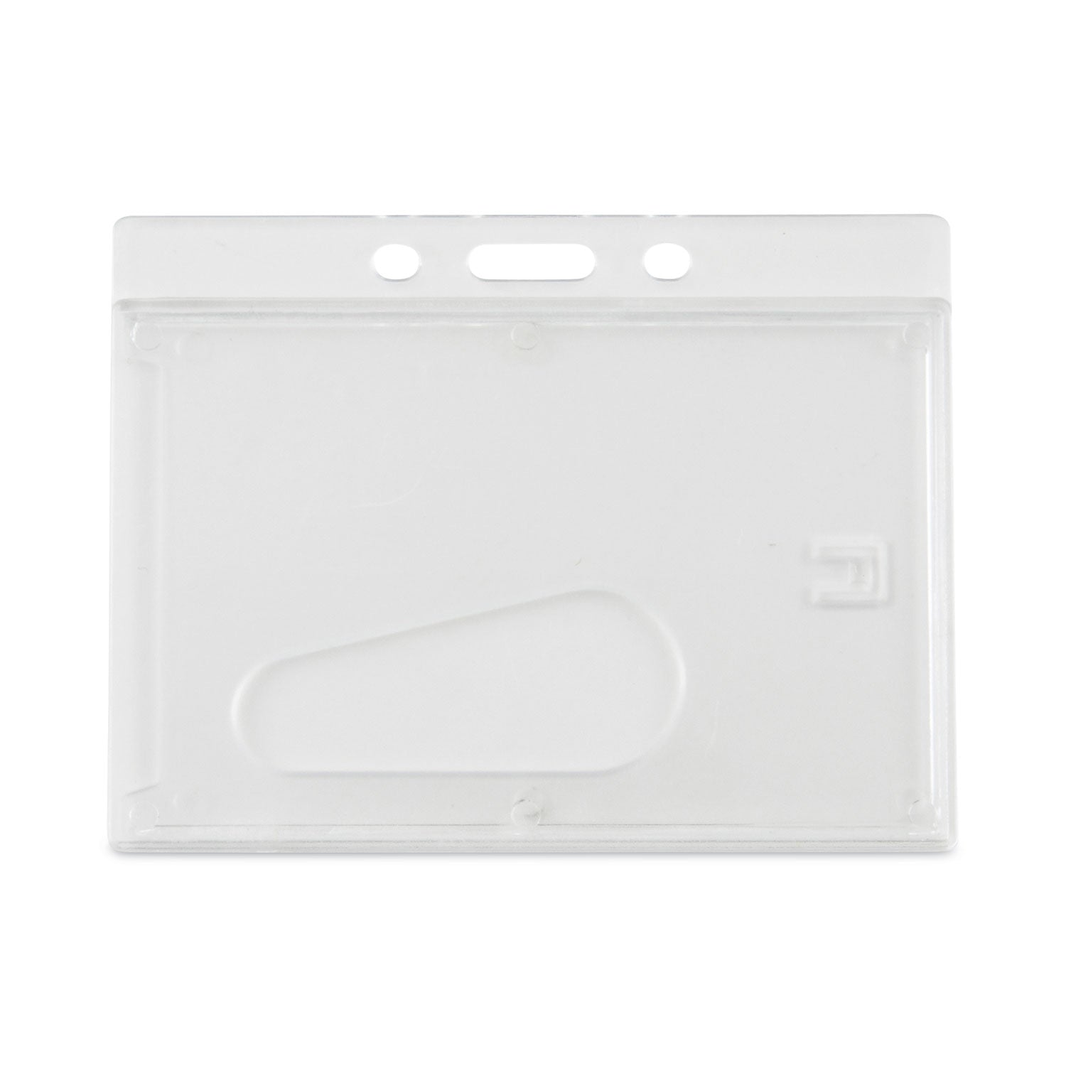 Advantus Frosted One-Card Rigid Badge Holders, Horizontal, Frosted 3.68" x 2.75" Holder, 3.38" x 2.13" Insert, 25/Box