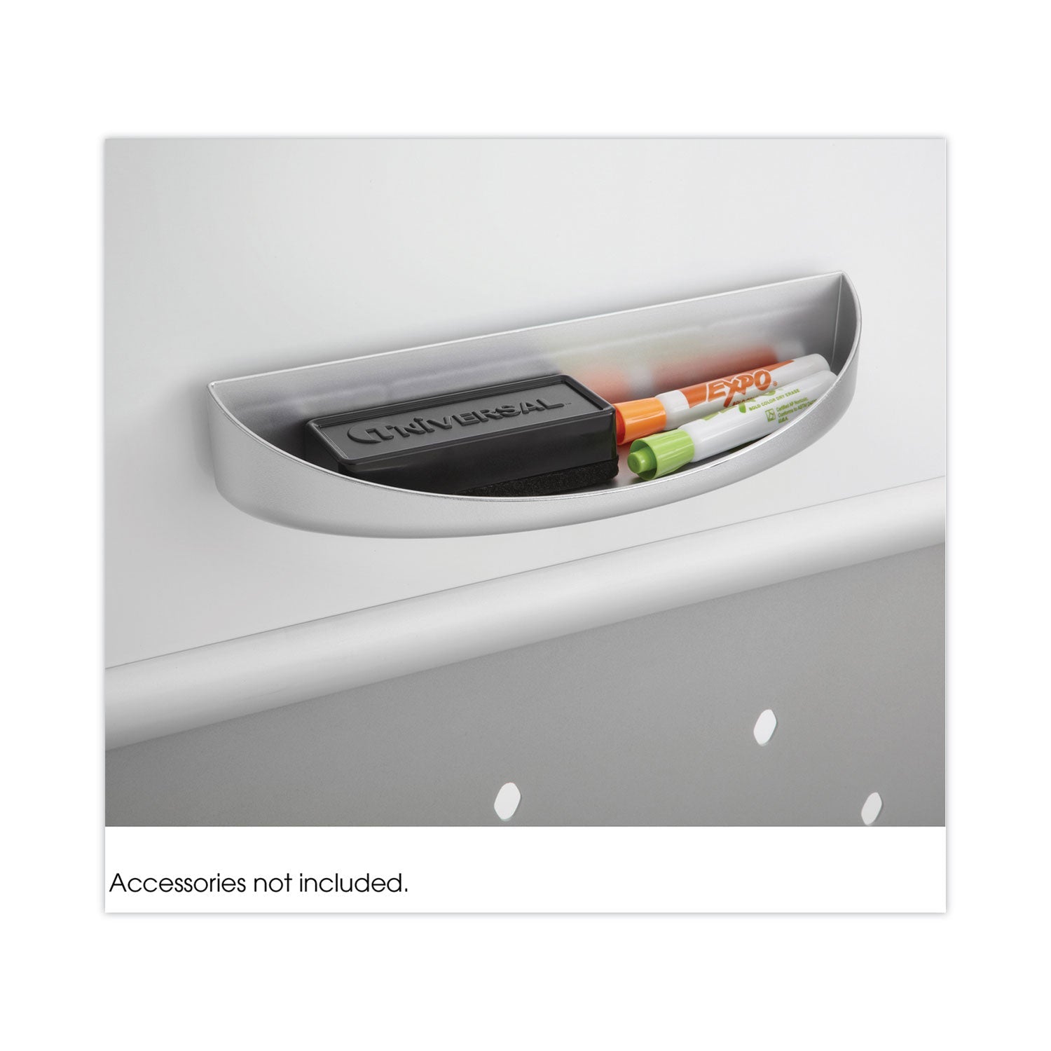 Safco Rumba Whiteboard Screen Accessories, Eraser Tray, 12.25 x 3.5 x 2.25, Magnetic Mount, Silver