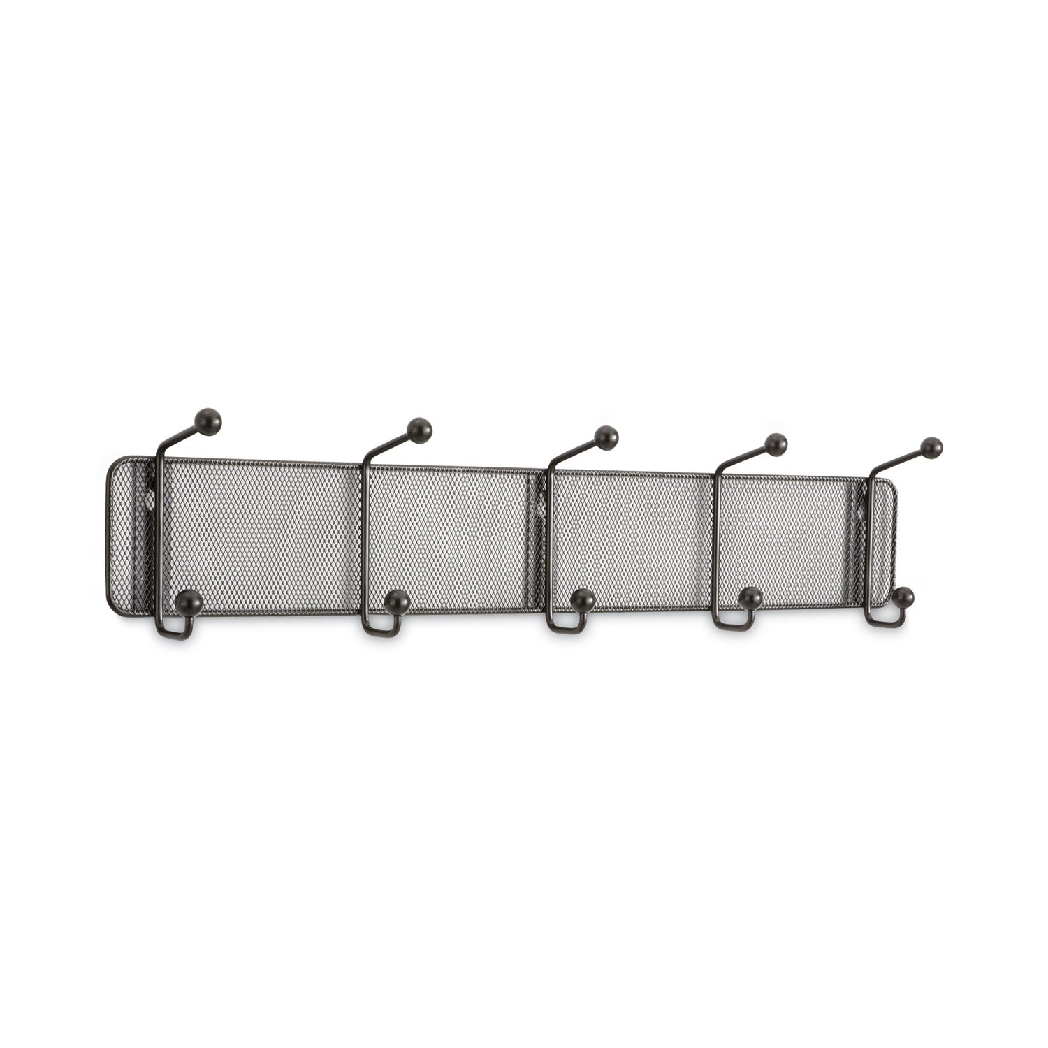 Safco Onyx Mesh Wall Racks, 5 Hook, 26.75w x 3d x 5.5h, Black