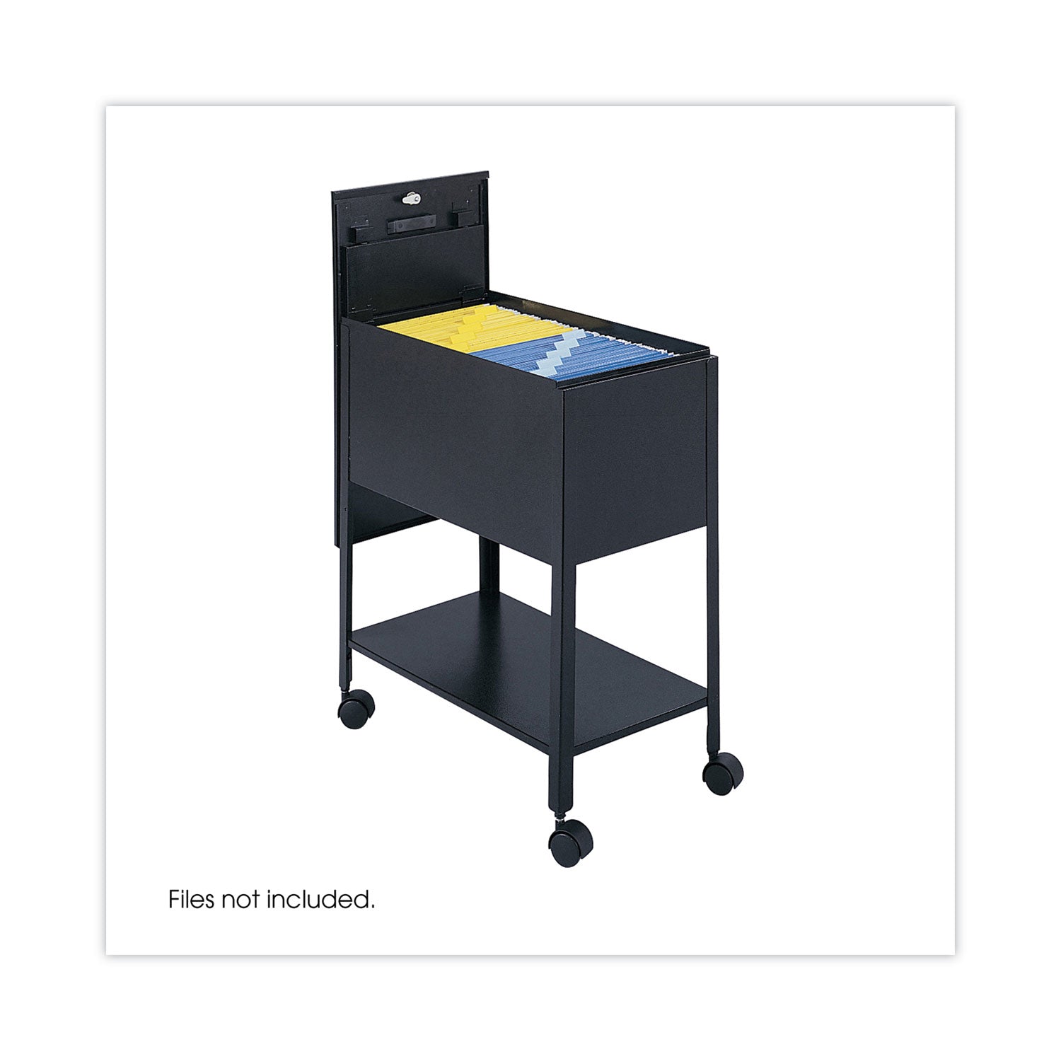 Safco Extra-Deep Locking Mobile Tub File, Letter Size, Metal, 1 Shelf, 1 Bin, 13.5" x 24.75" x 28.25", Black