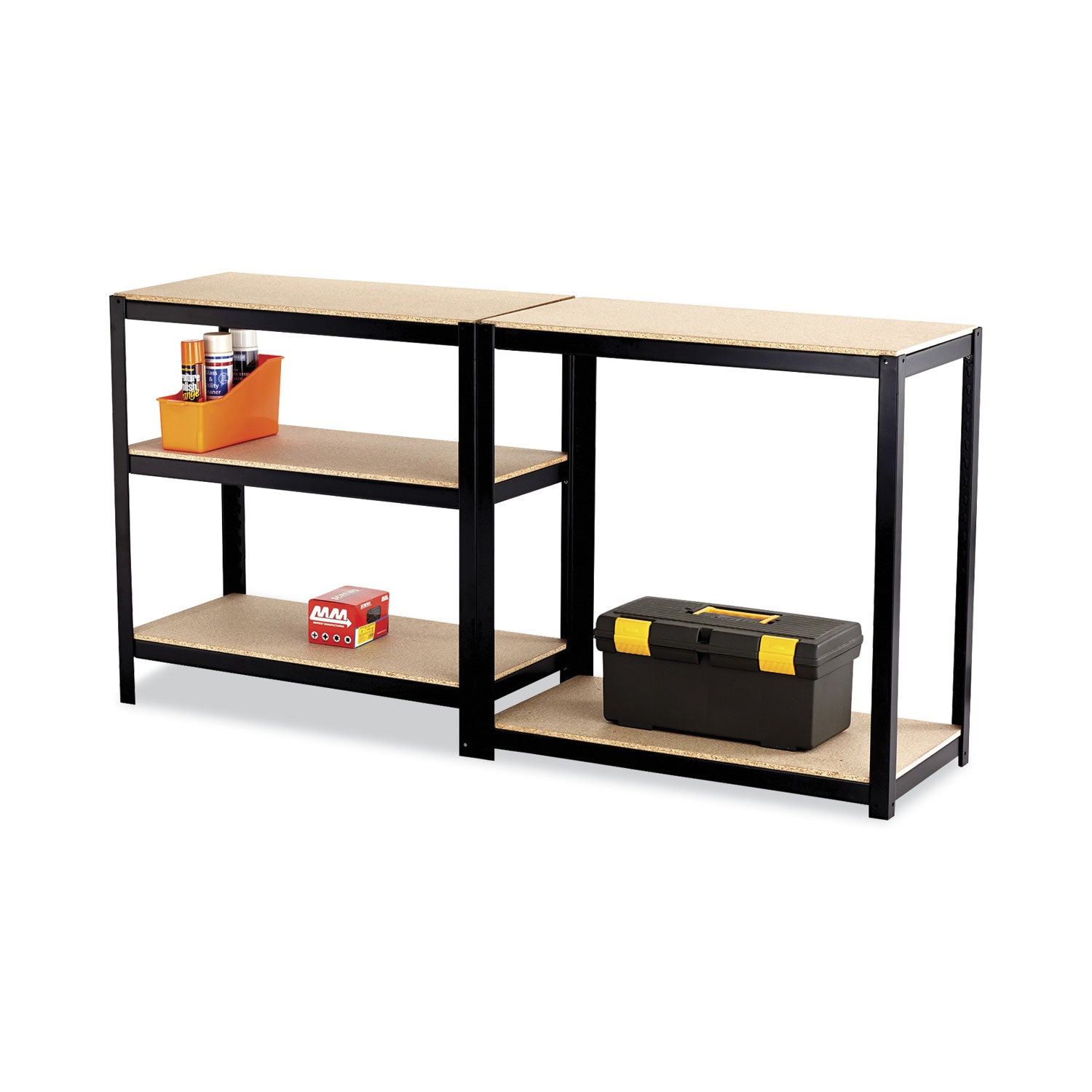 Safco Boltless Steel/Particleboard Shelving, Five-Shelf, 36w x 24d x 72h, Black