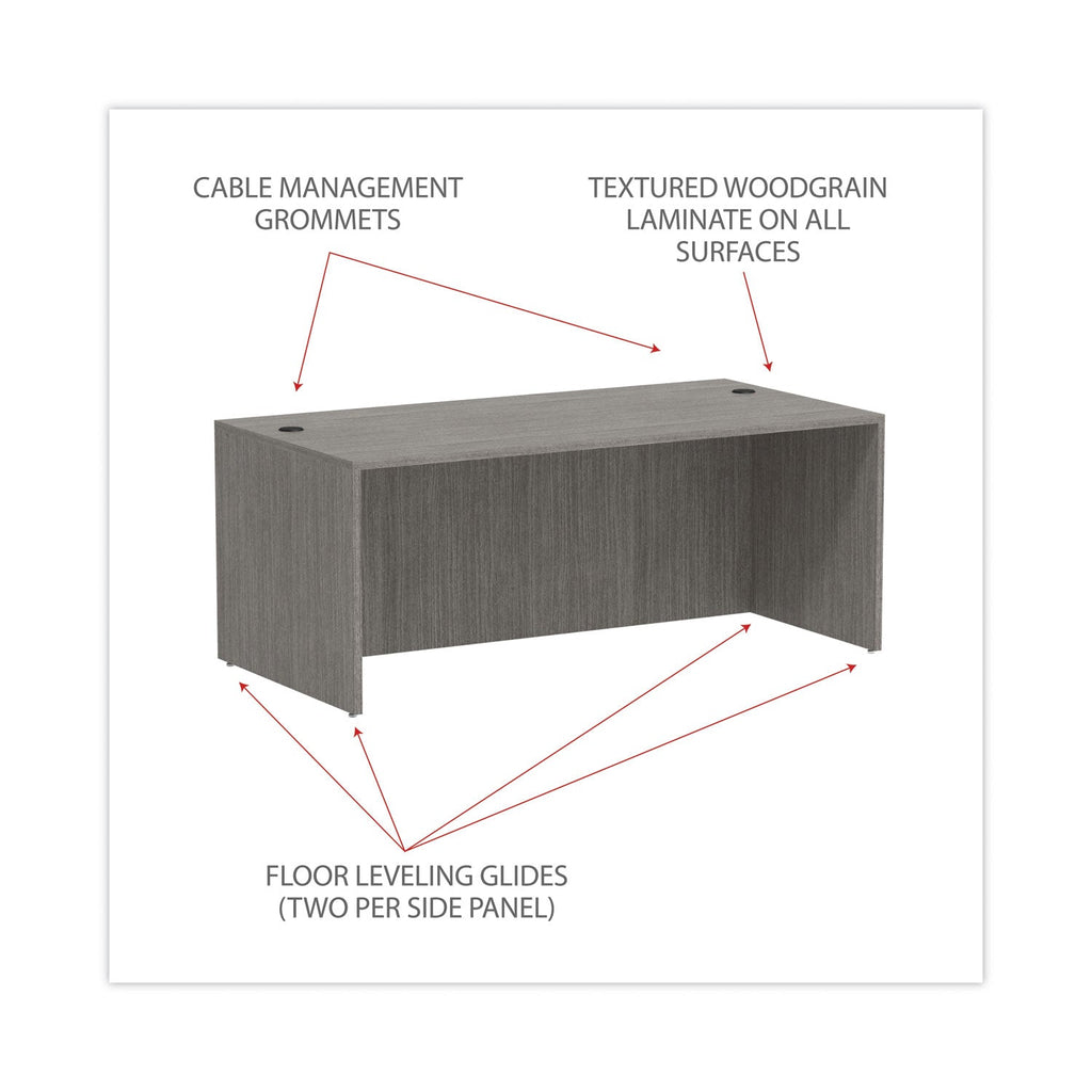 Alera Valencia Series Straight Front Desk Shell, 71" x 35.5" x 29.63", Gray
