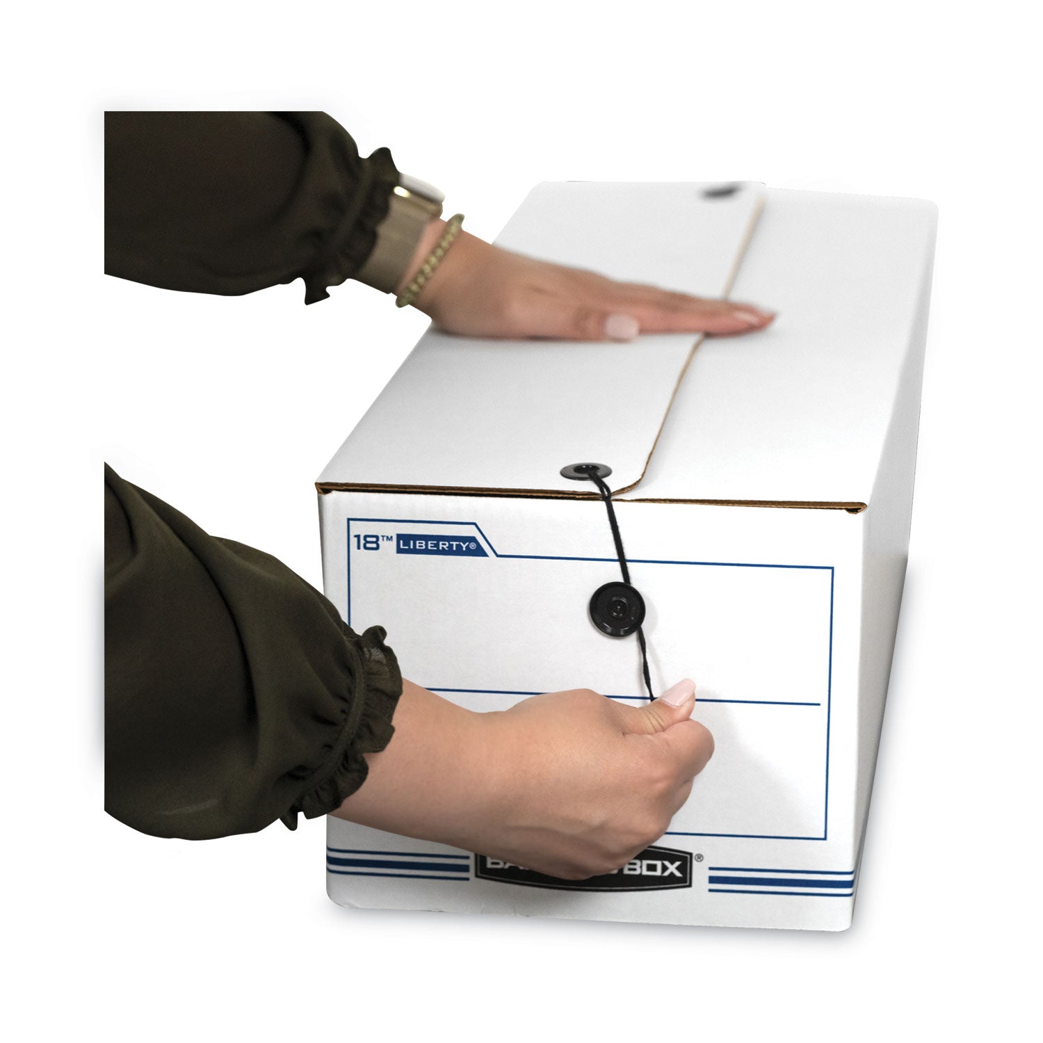 Bankers Box LIBERTY Check and Form Boxes, 9" x 24.25" x 7.5", White/Blue, 12/Carton