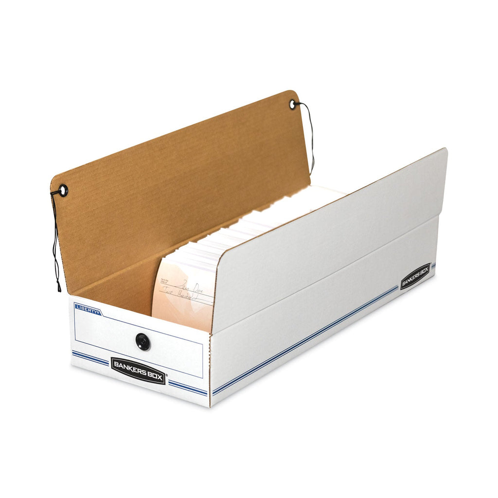 Bankers Box LIBERTY Check and Form Boxes, 9" x 24" x 6.38", White/Blue, 12/Carton